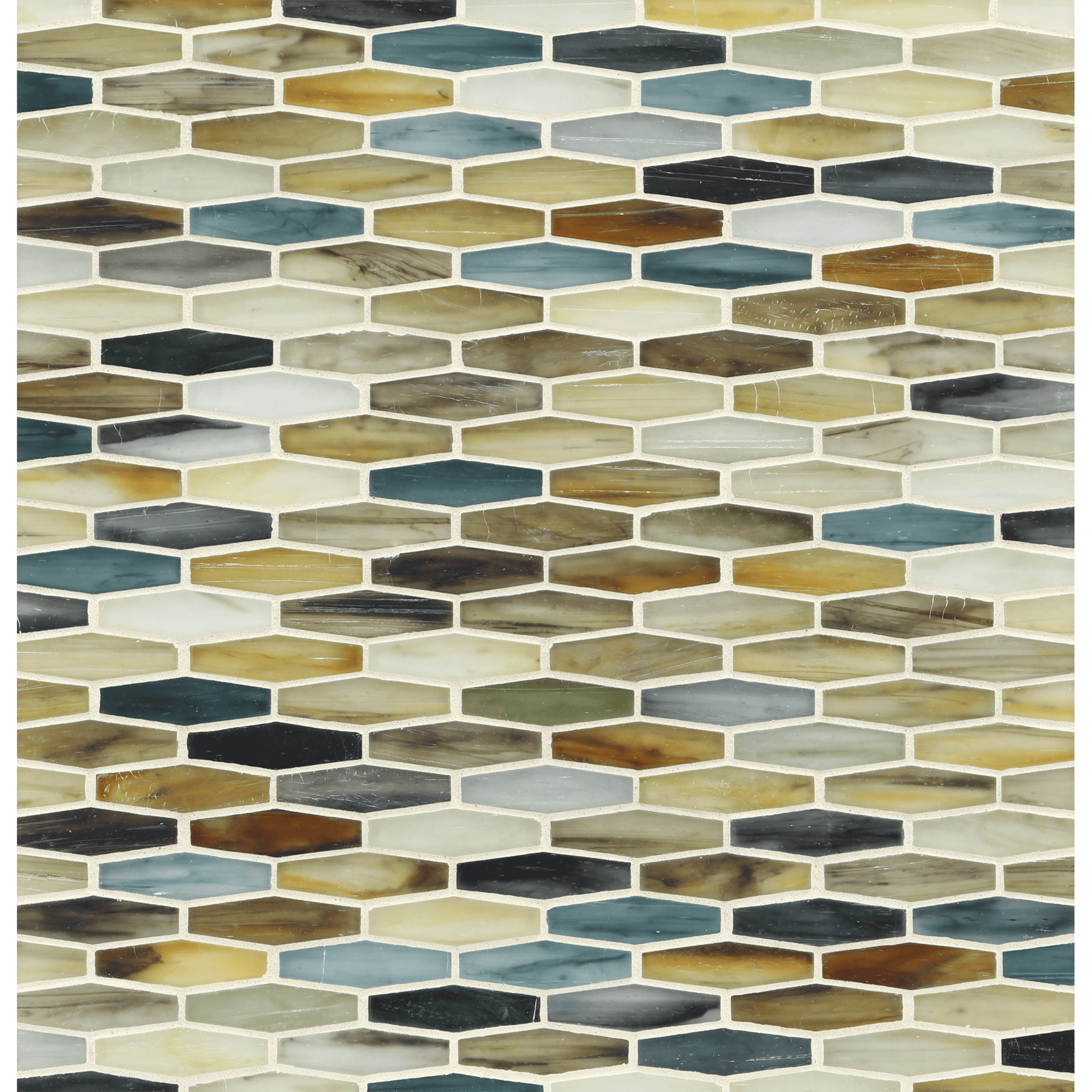 TOZEN: Ahou Martini Elongated Hexagon Field Mosaic (11.96"x12.58" | silk)