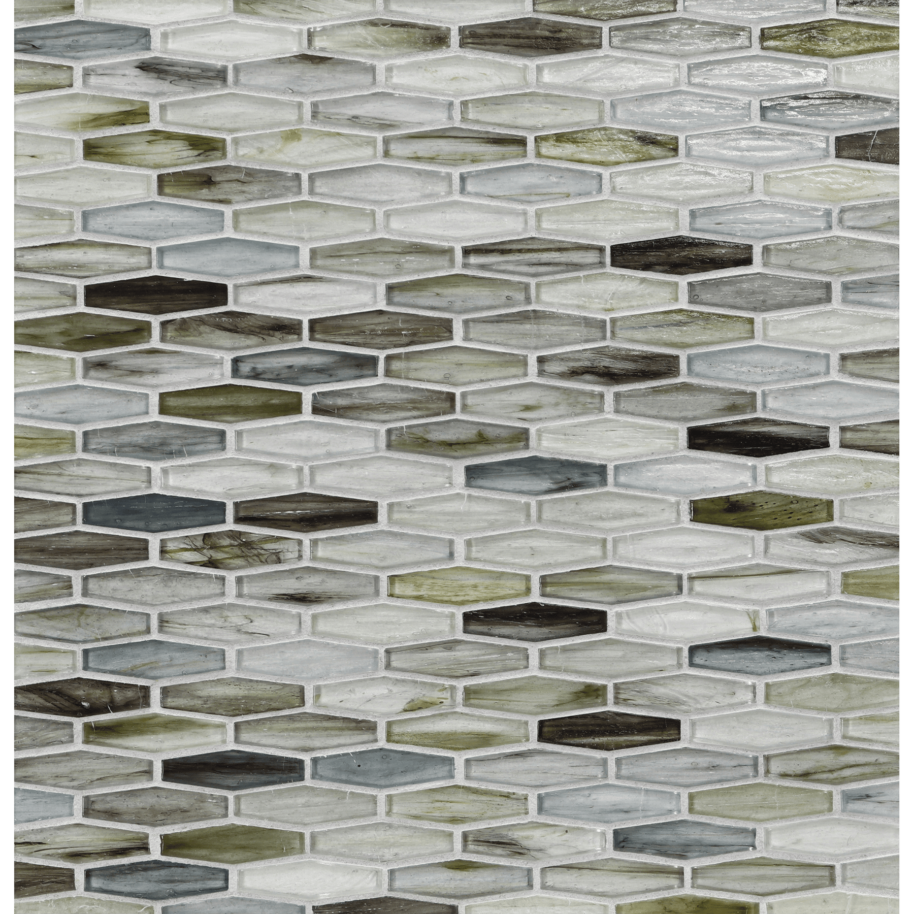 TOZEN: Arsenic Martini Elongated Hexagon Field Mosaic (11.96"x12.58" | natural)