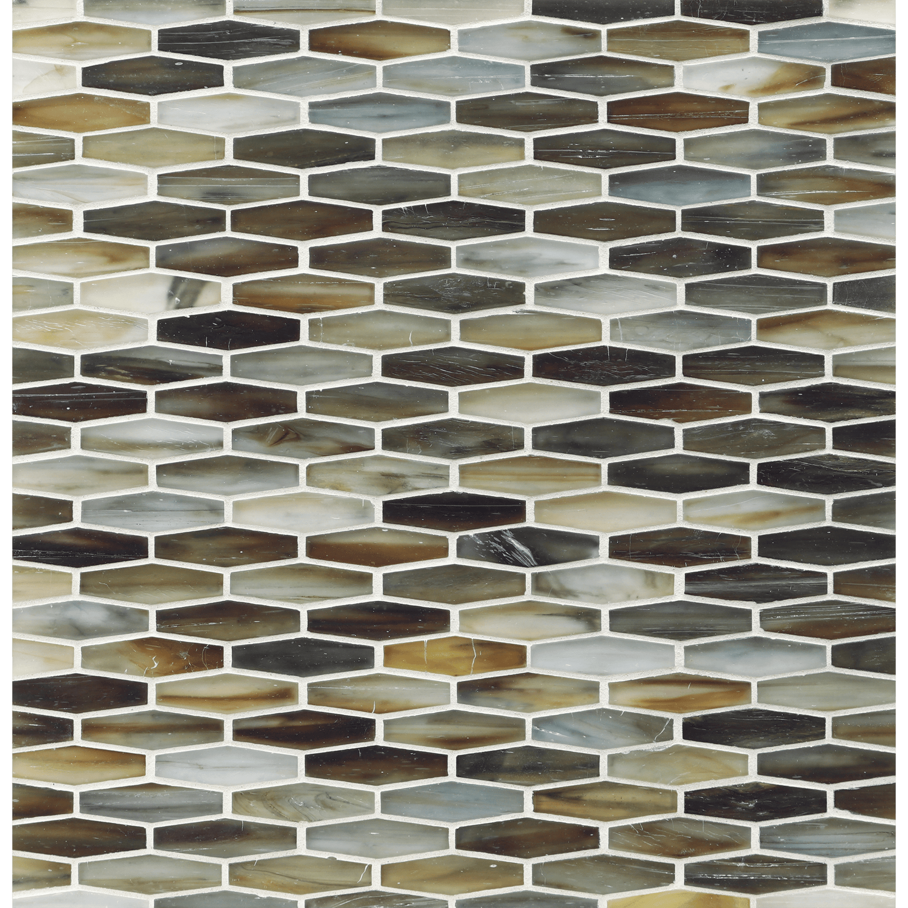 TOZEN: Copper Martini Elongated Hexagon Field Mosaic (11.96"x12.58" | silk)