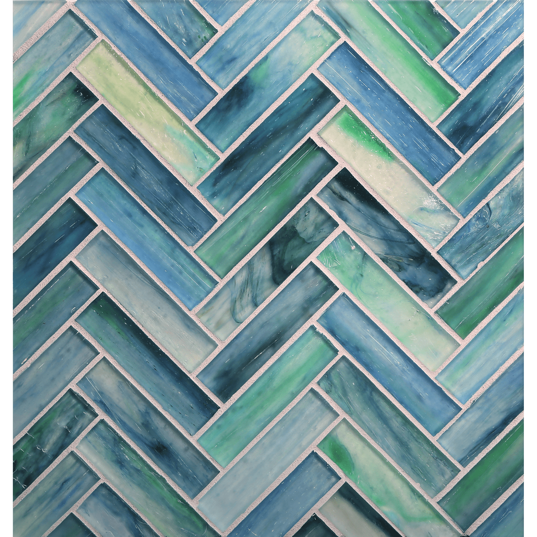 TOZEN: Erbium 1"x4" Herringbone Field Mosaic (9.92"x12.41" | silk)