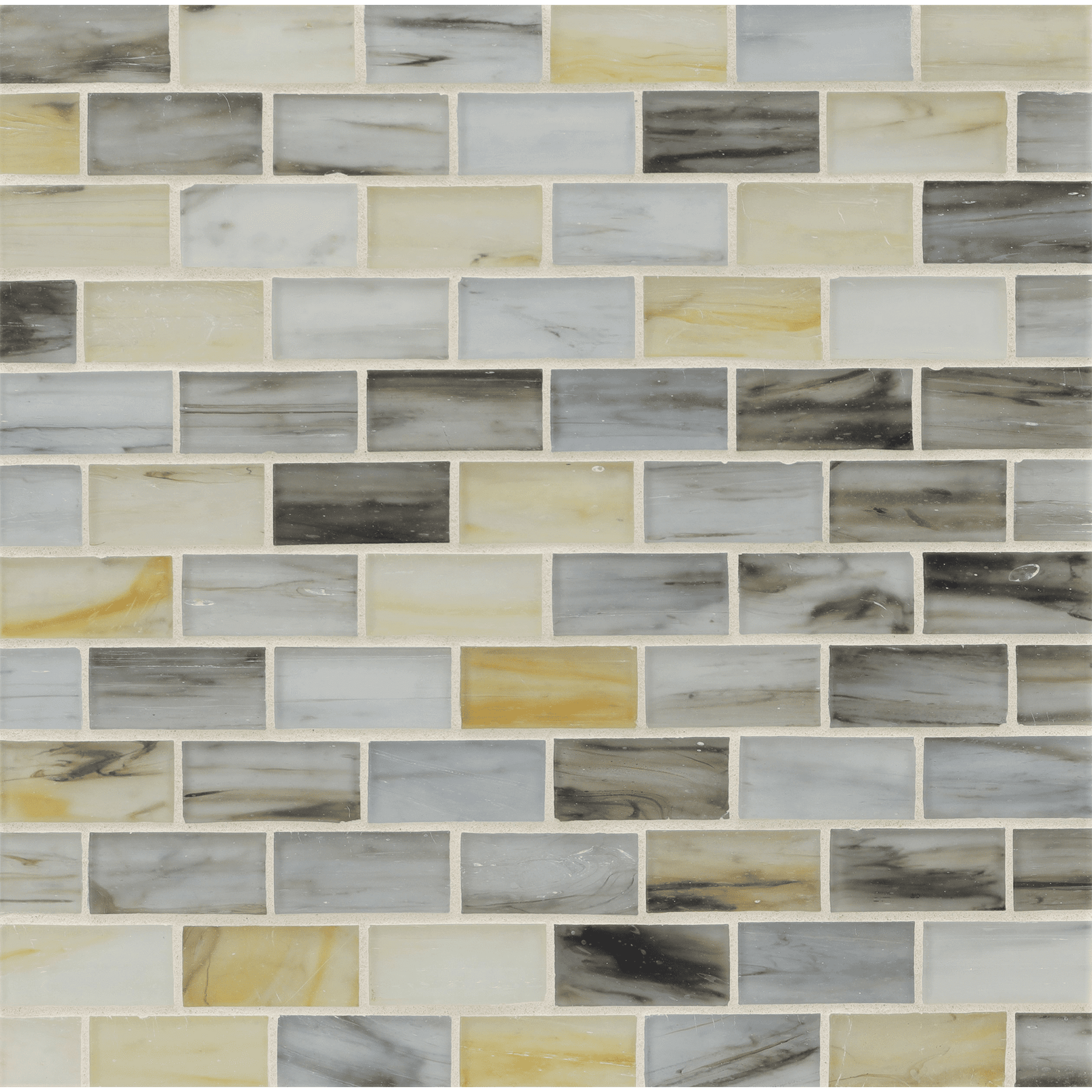 TOZEN: Indium 1"x2" Staggered Joint Field Mosaic (11.52"x12.51" | silk)