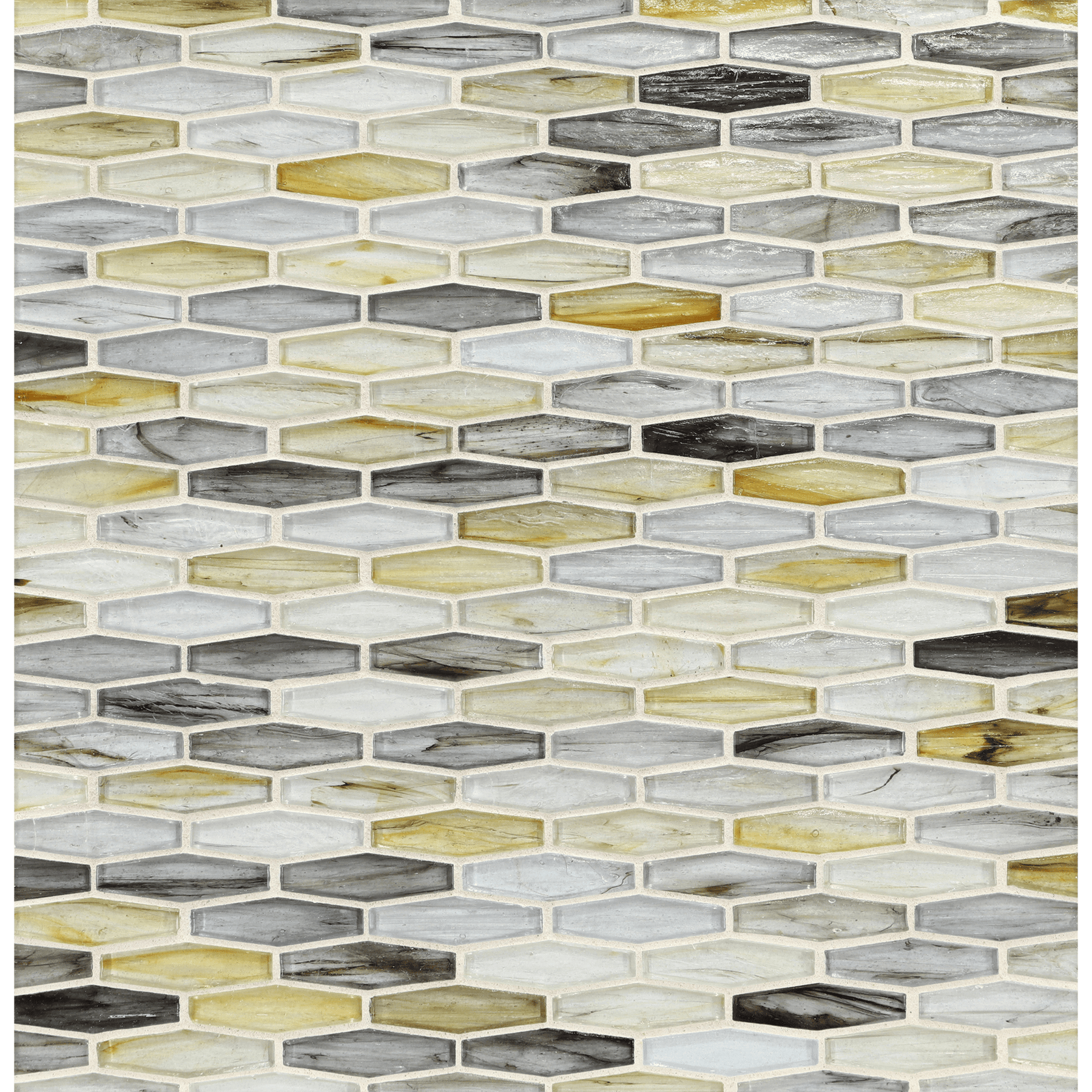 TOZEN: Indium Martini Elongated Hexagon Field Mosaic (11.96"x12.58" | natural)