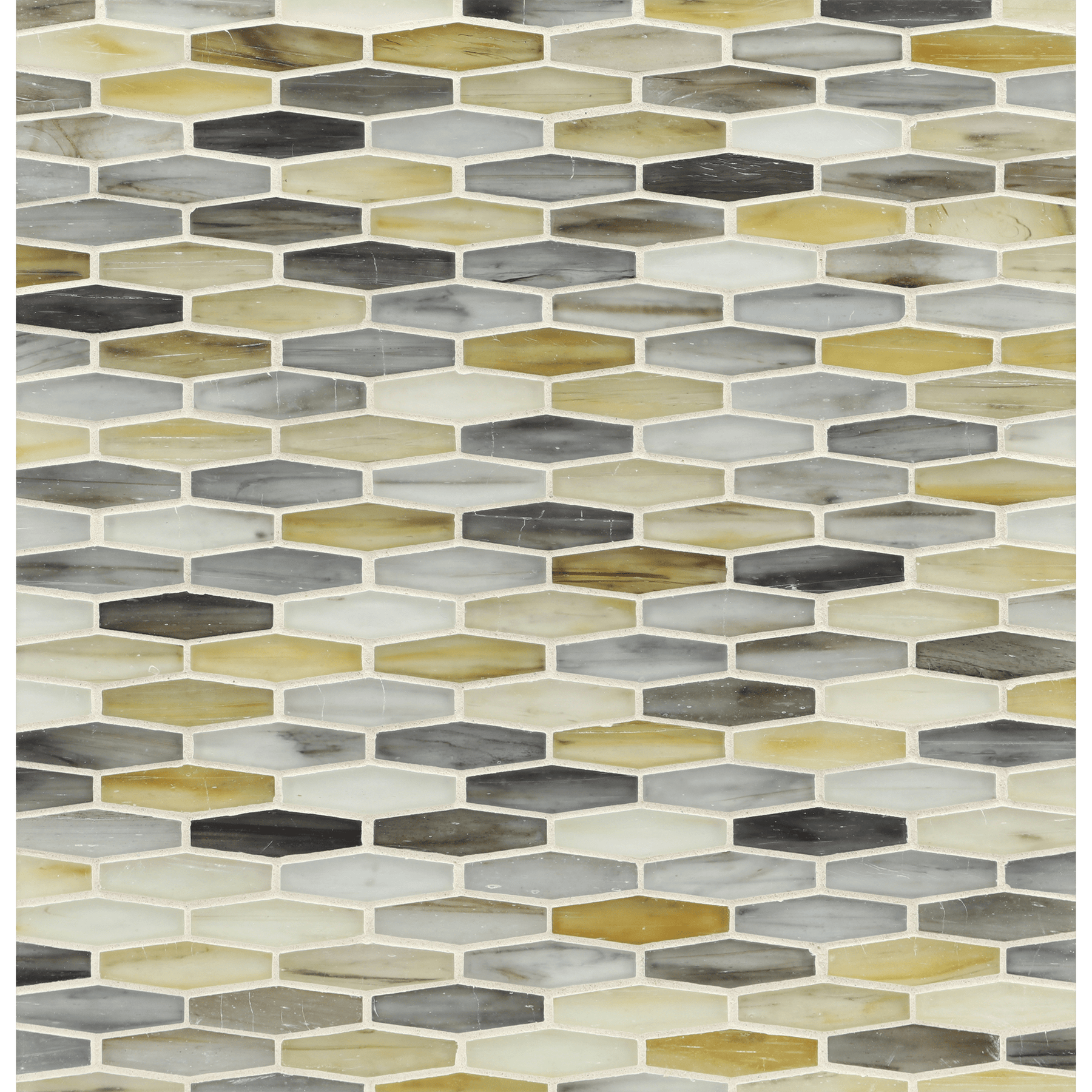 TOZEN: Indium Martini Elongated Hexagon Field Mosaic (11.96"x12.58" | silk)