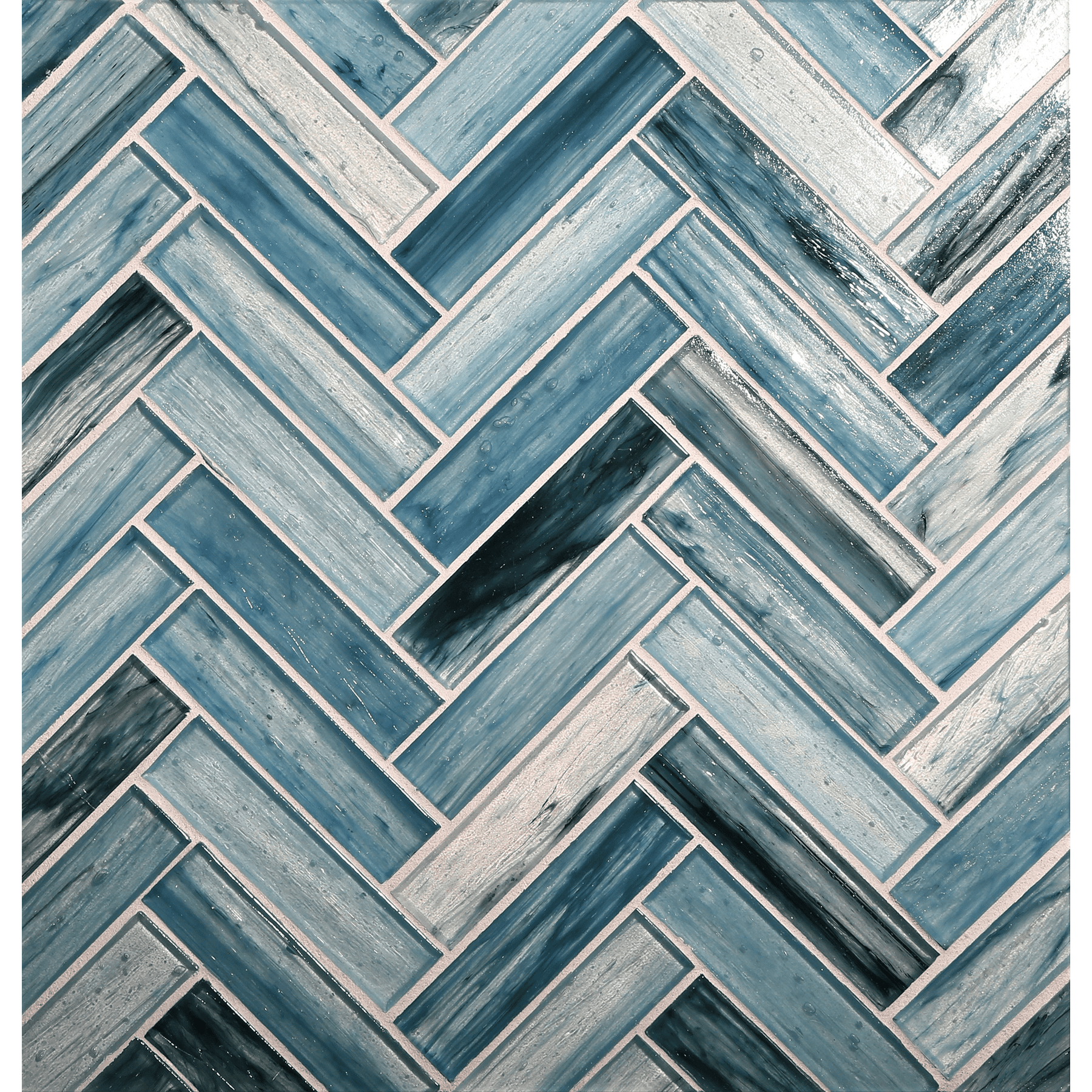 TOZEN: Iodine 1"x4" Herringbone Field Mosaic (9.92"x12.41" | natural)