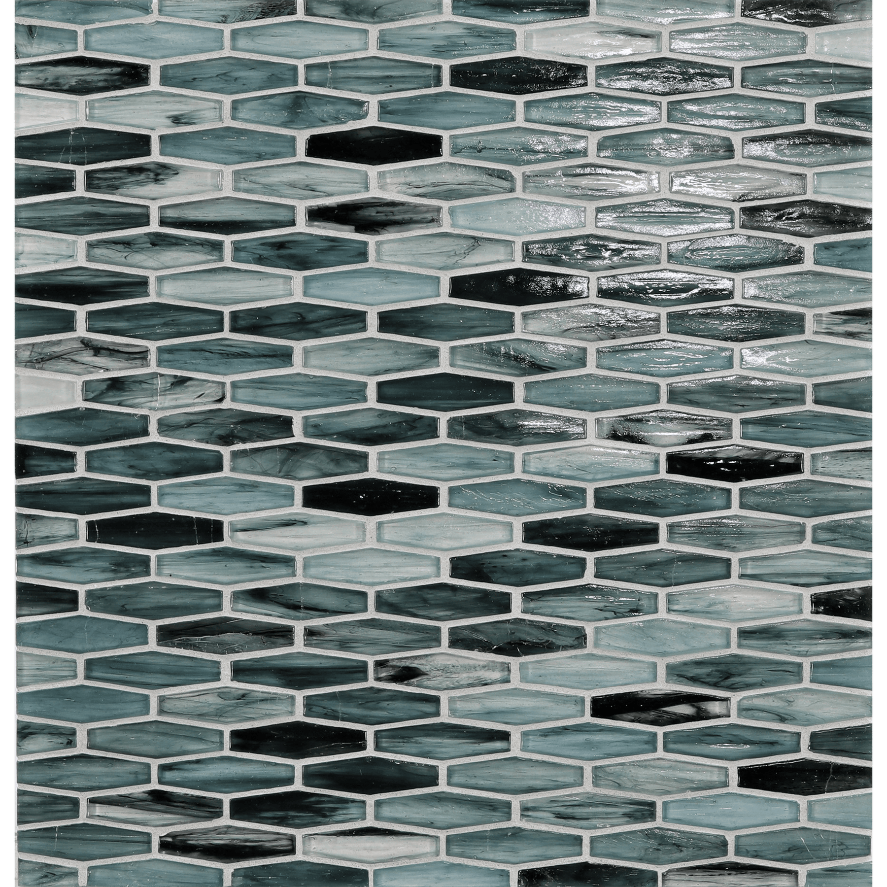 TOZEN: Iodine Martini Elongated Hexagon Field Mosaic (11.96"x12.58" | natural)