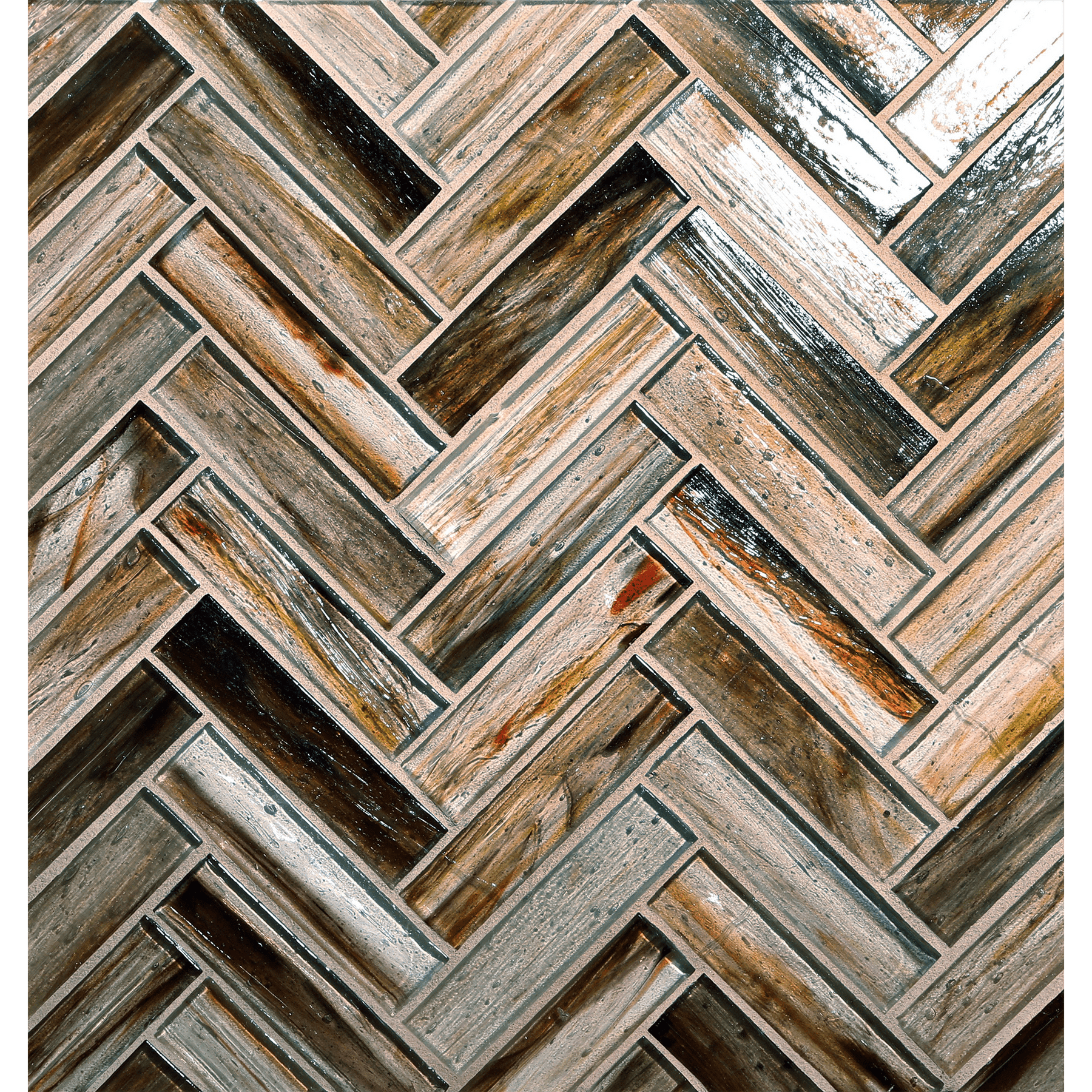 TOZEN: Lithium 1"x4" Herringbone Field Mosaic (9.92"x12.41" | natural)