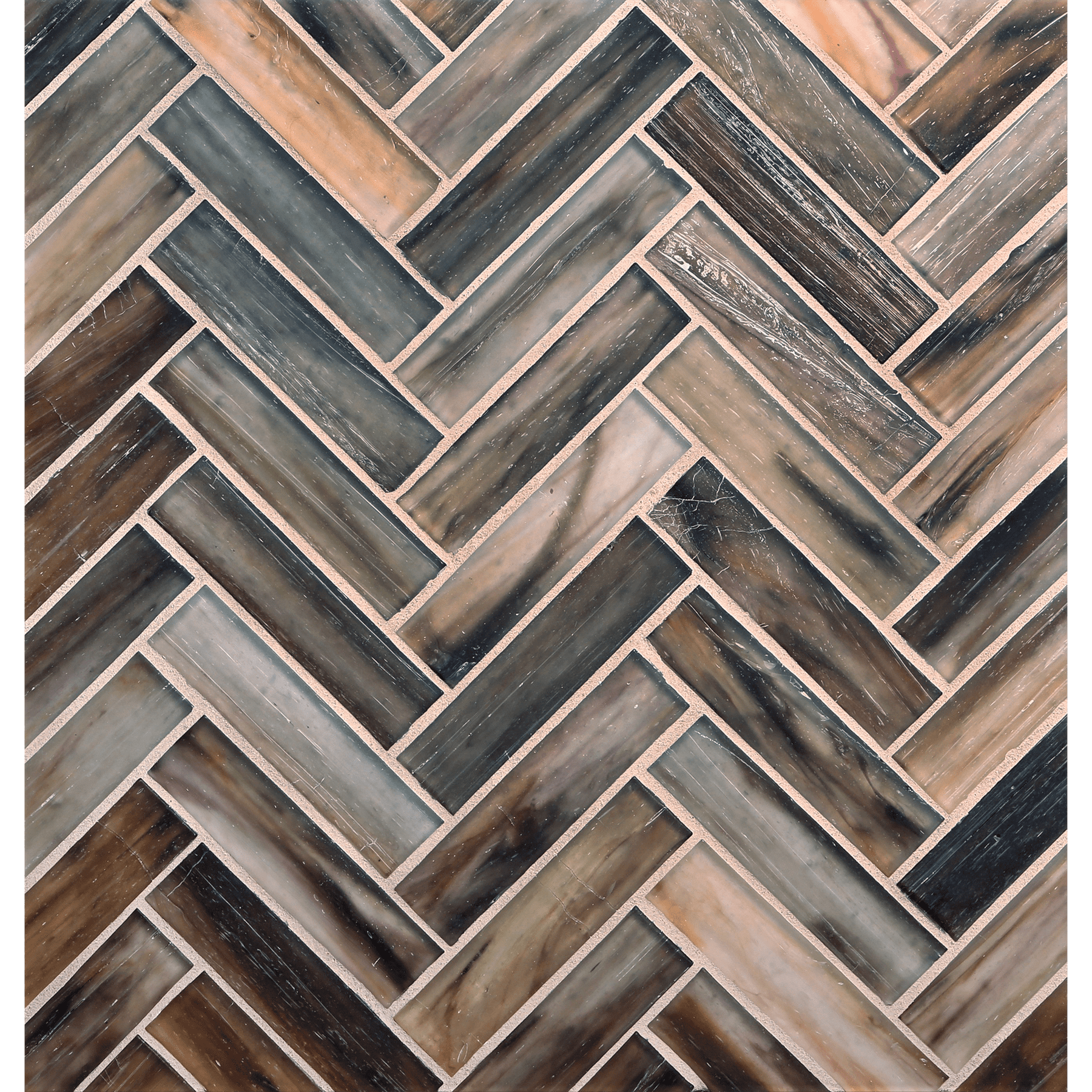 TOZEN: Lithium 1"x4" Herringbone Field Mosaic (9.92"x12.41" | silk)