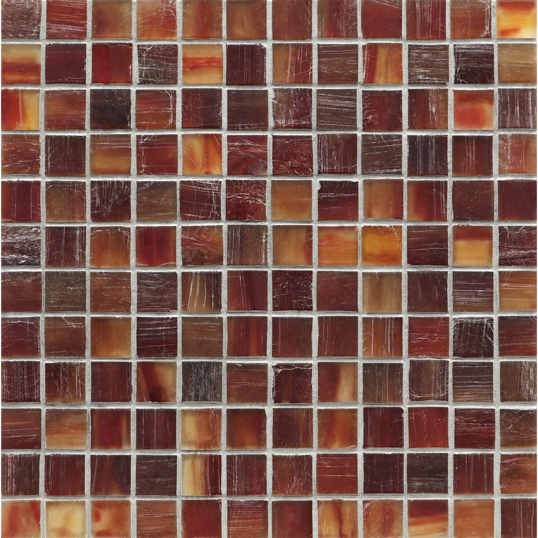 TOZEN: Marrakech Red 1"x1" Straight Stack Field Mosaic (12.51"x12.51" | silk)