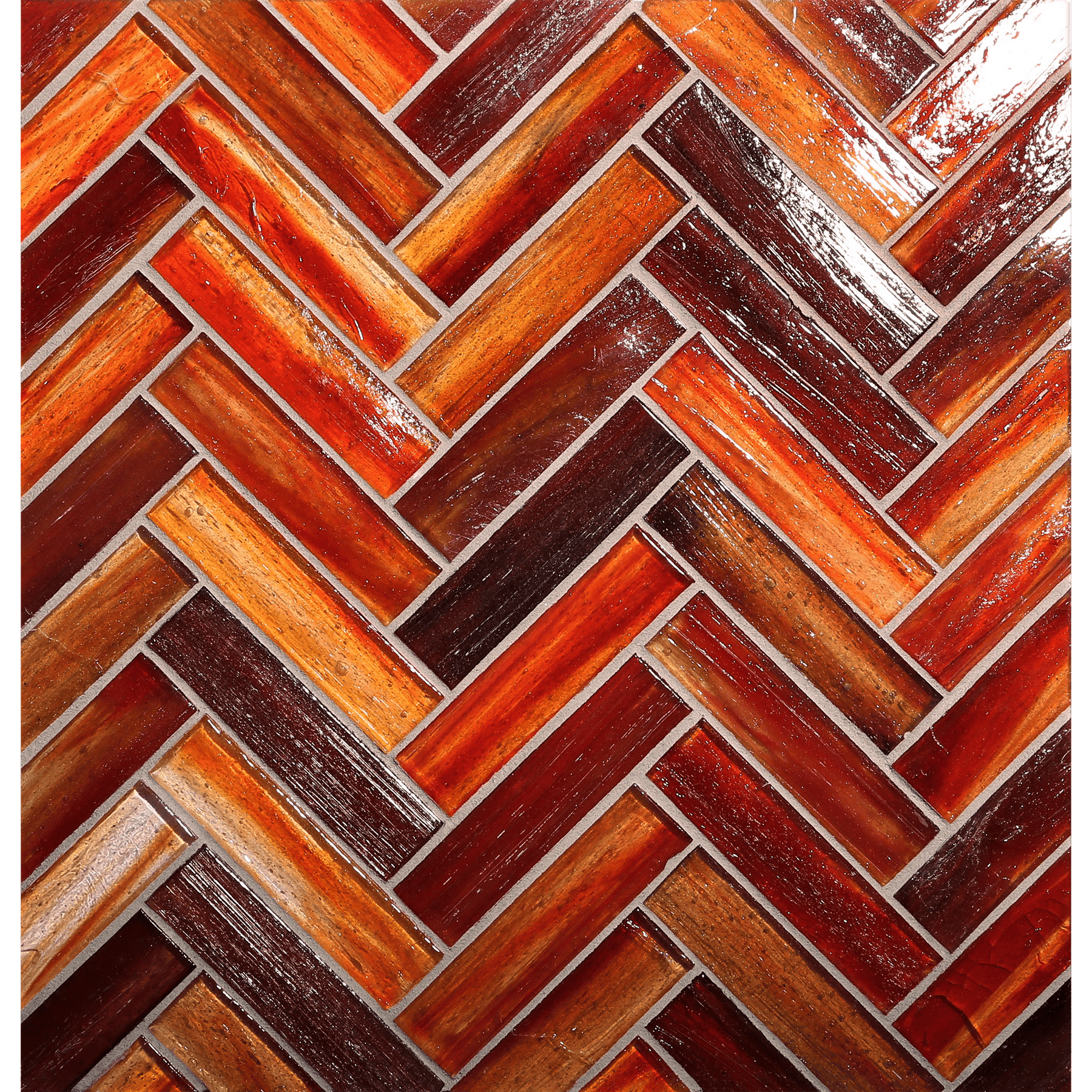 TOZEN: Marrakech Red 1"x4" Herringbone Field Mosaic (9.92"x12.41" | natural)