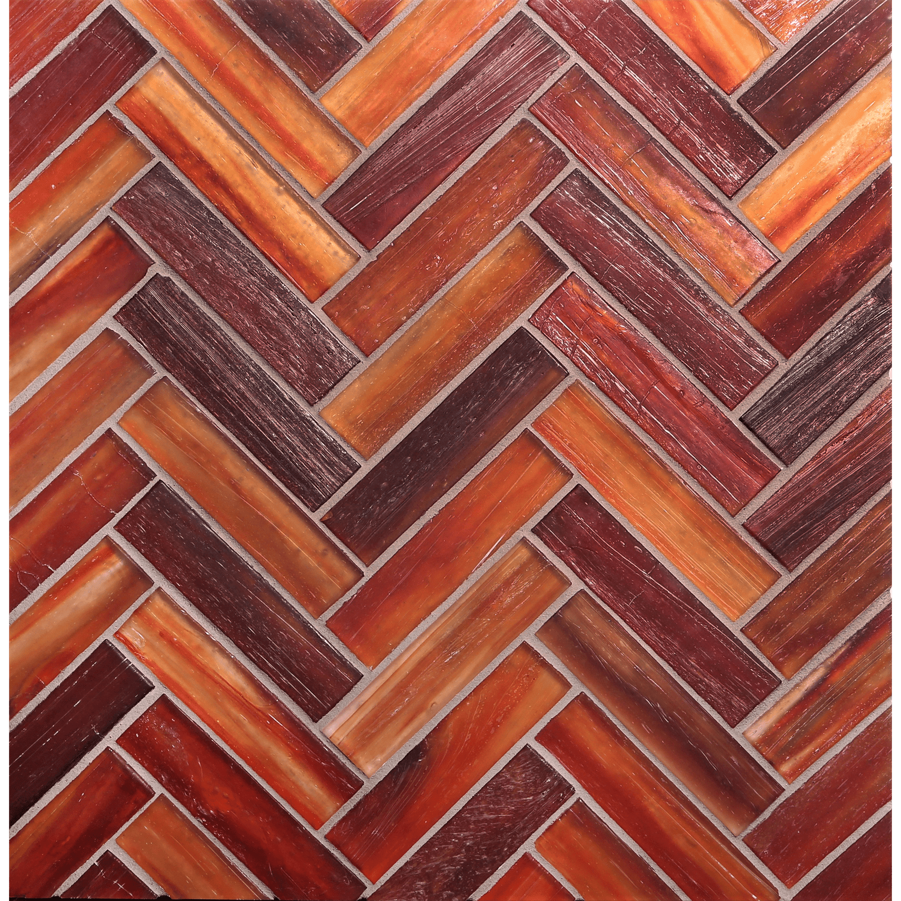 TOZEN: Marrakech Red 1"x4" Herringbone Field Mosaic (9.92"x12.41" | silk)