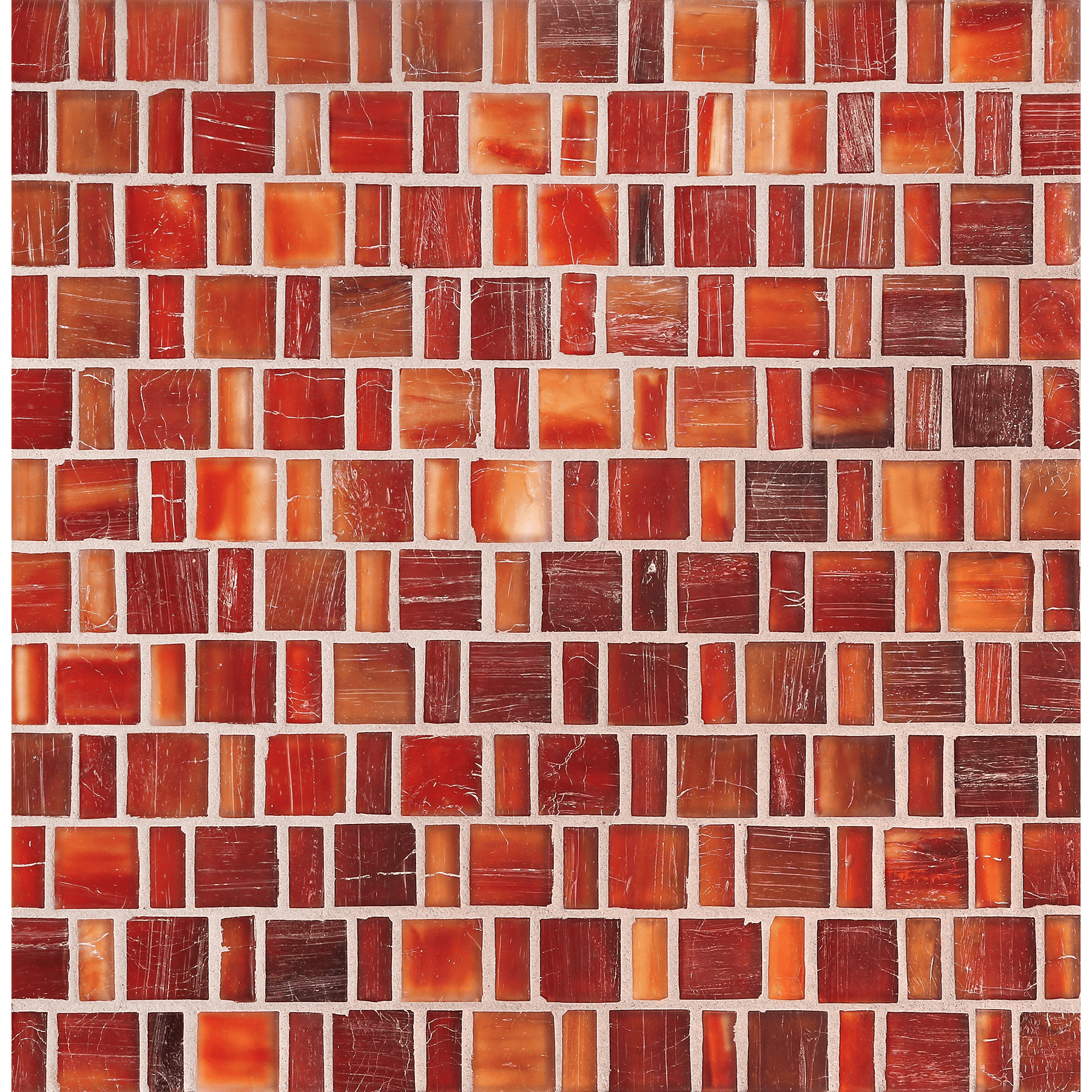 TOZEN: Marrakech Red Japonaise Offset Field Mosaic (12.57"x12.50" | silk)