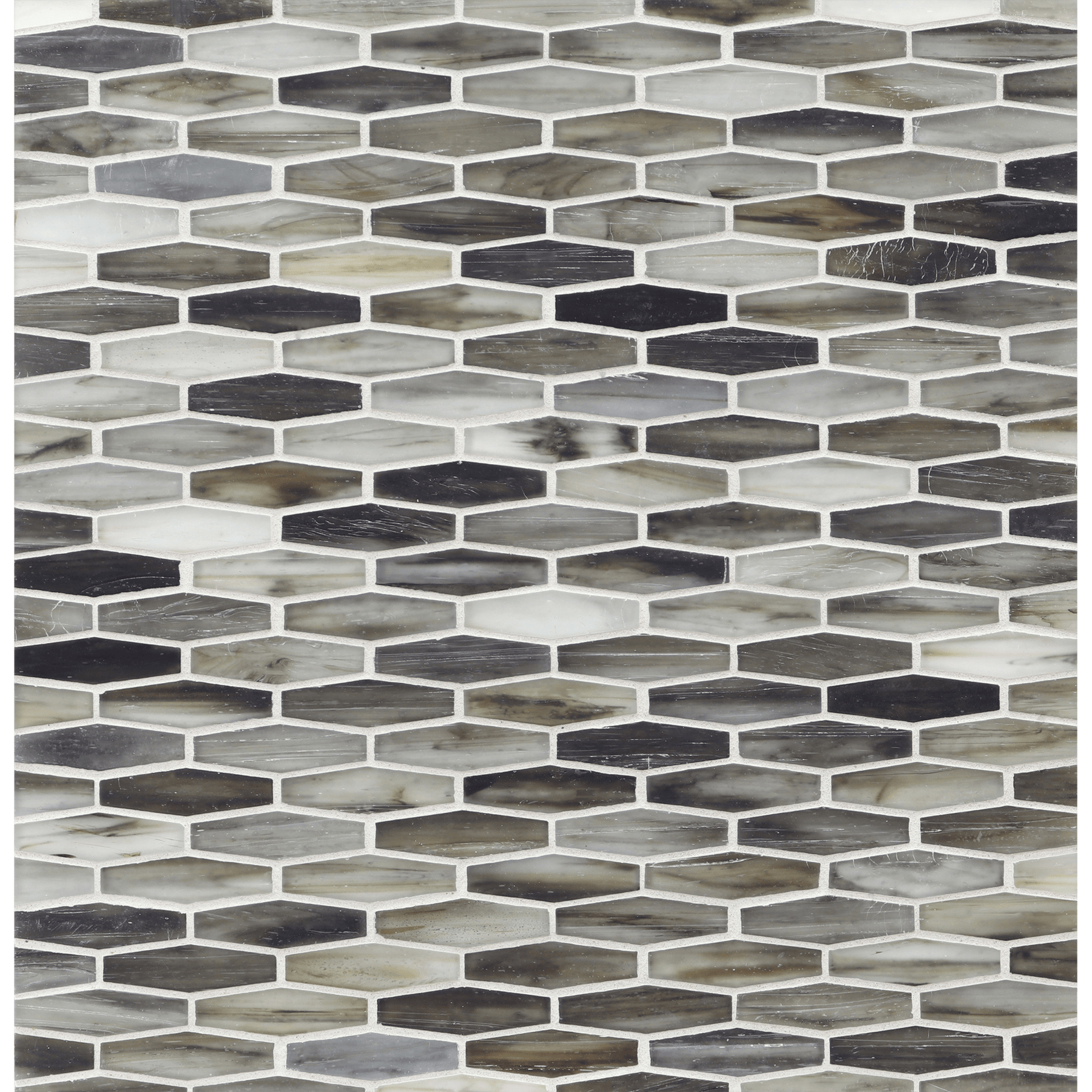 TOZEN: Nickel Martini Elongated Hexagon Field Mosaic (11.96"x12.58" | silk)