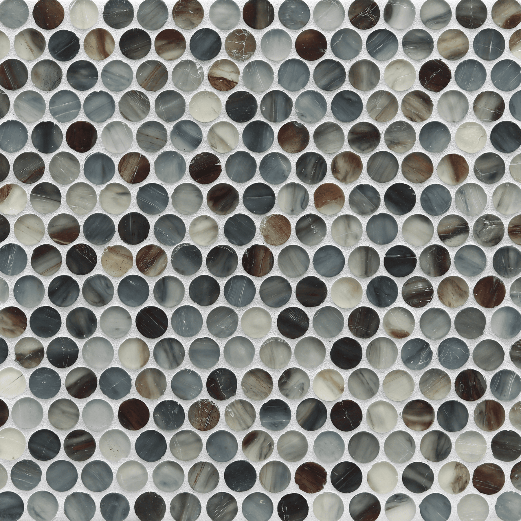 TOZEN: Oxygen 0.75" Penny Round Field Mosaic (11.75"x11.77" | silk)