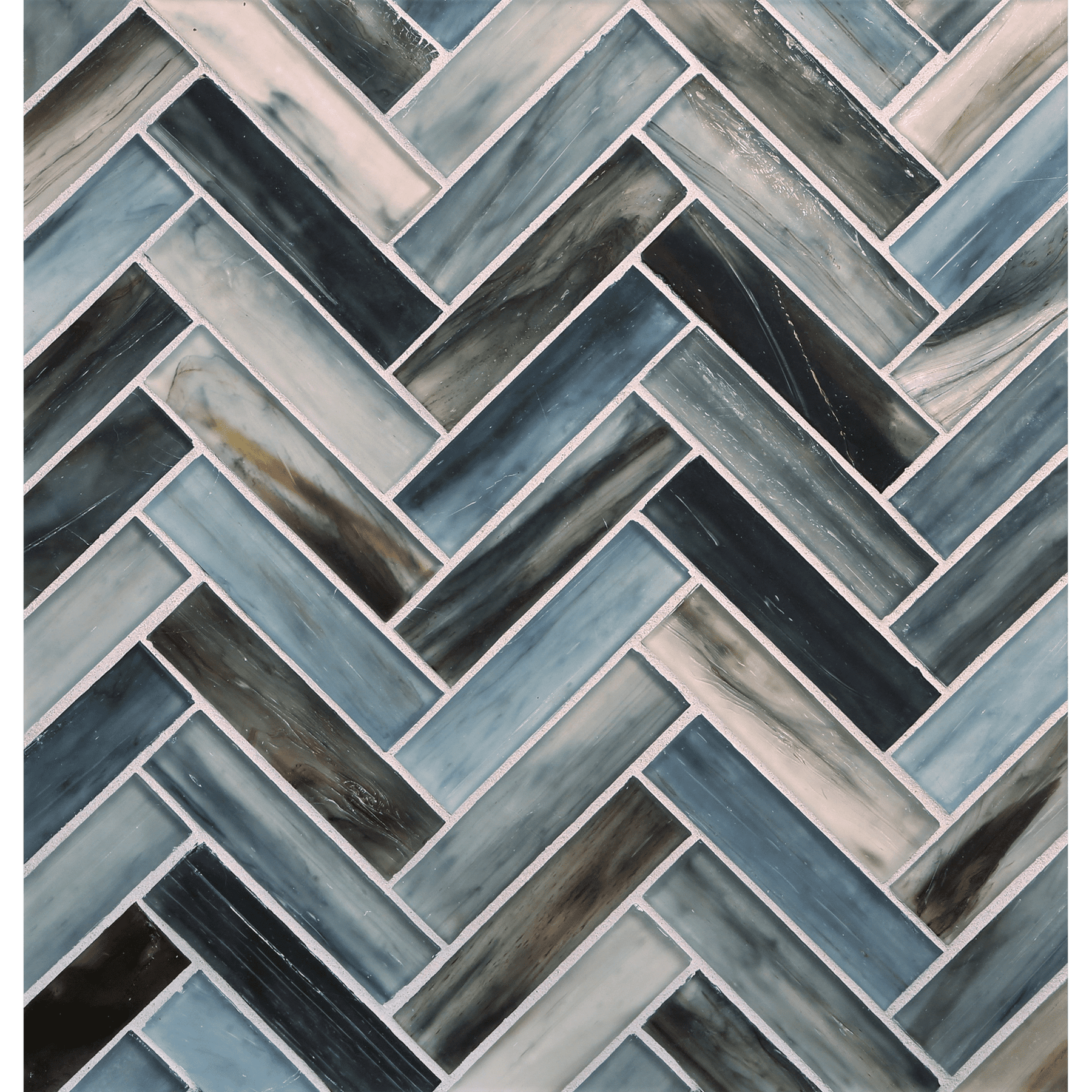 TOZEN: Oxygen 1"x4" Herringbone Field Mosaic (9.92"x12.41" | silk)