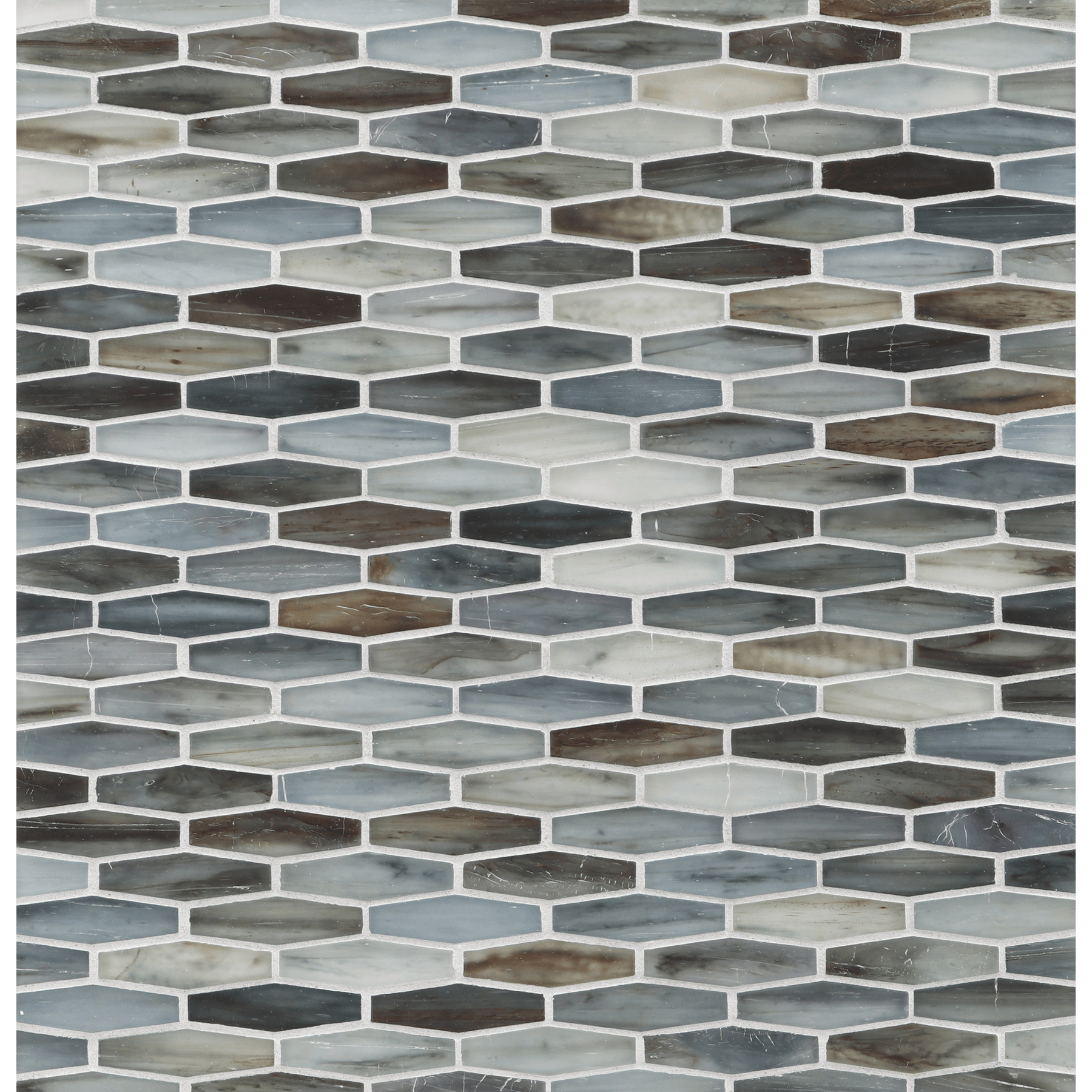 TOZEN: Oxygen Martini Elongated Hexagon Field Mosaic (11.96"x12.58" | silk)