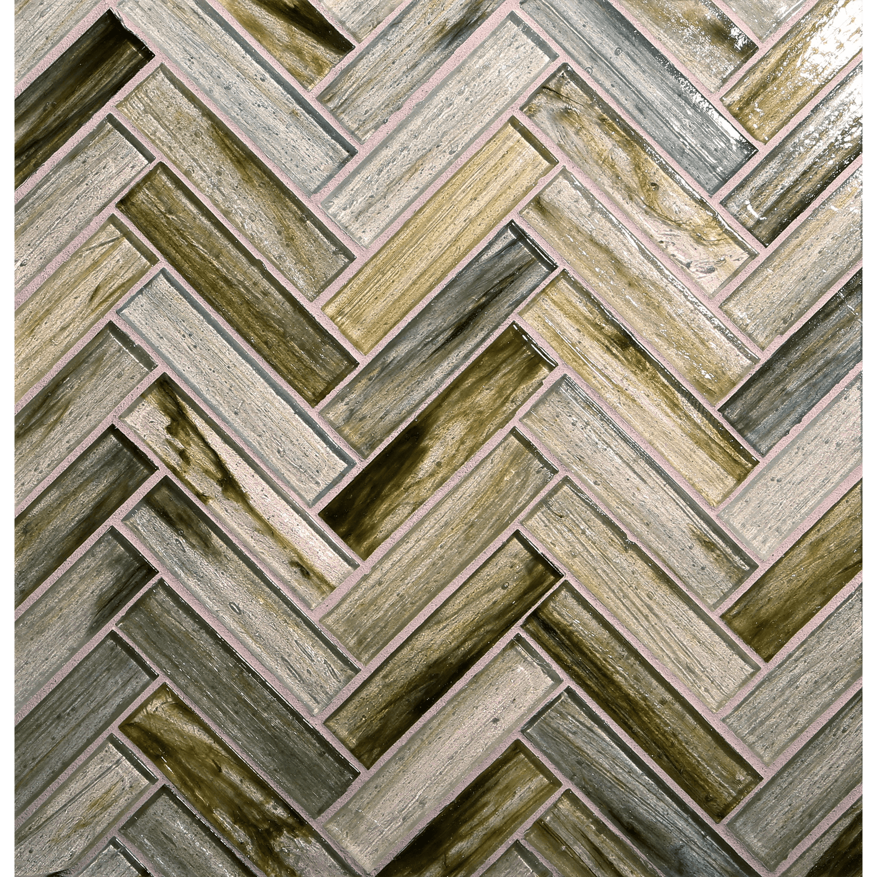 TOZEN: Selenium 1"x4" Herringbone Field Mosaic (9.92"x12.41" | natural)