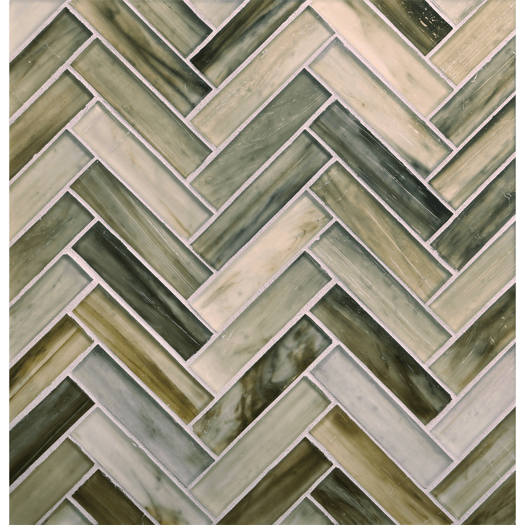 TOZEN: Selenium 1"x4" Herringbone Field Mosaic (9.92"x12.41" | silk)