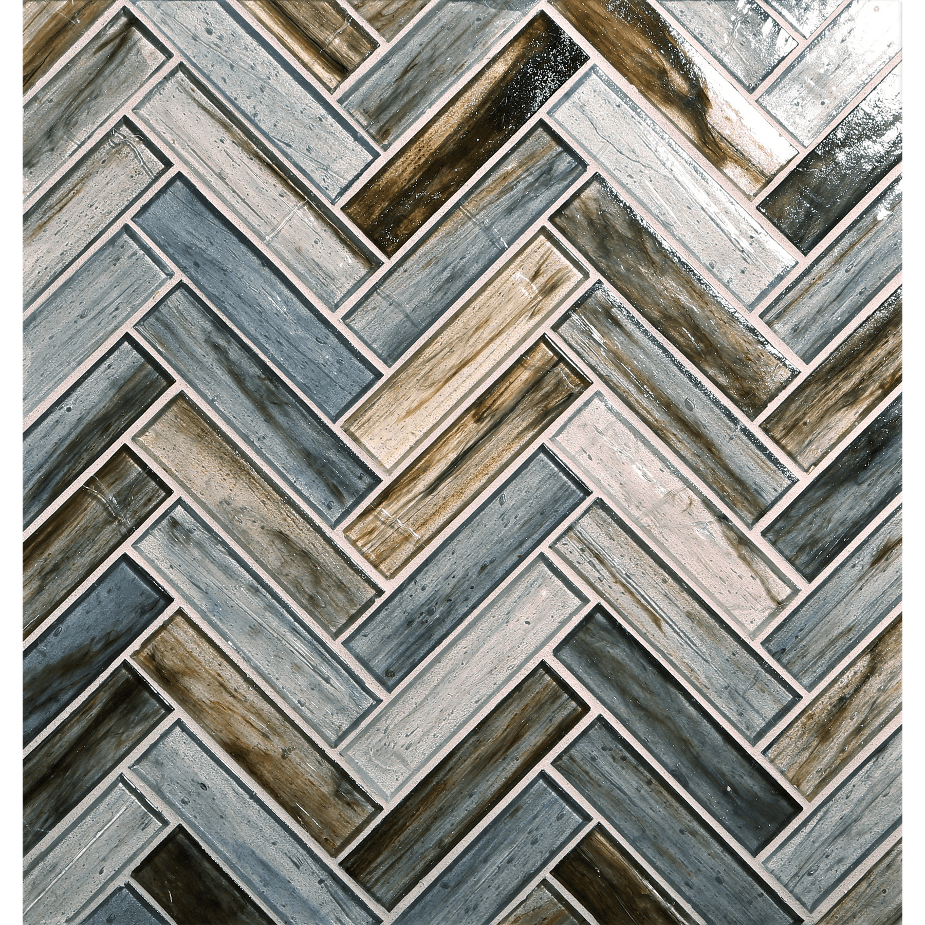 TOZEN: Strontium 1"x4" Herringbone Field Mosaic (9.92"x12.41" | natural)