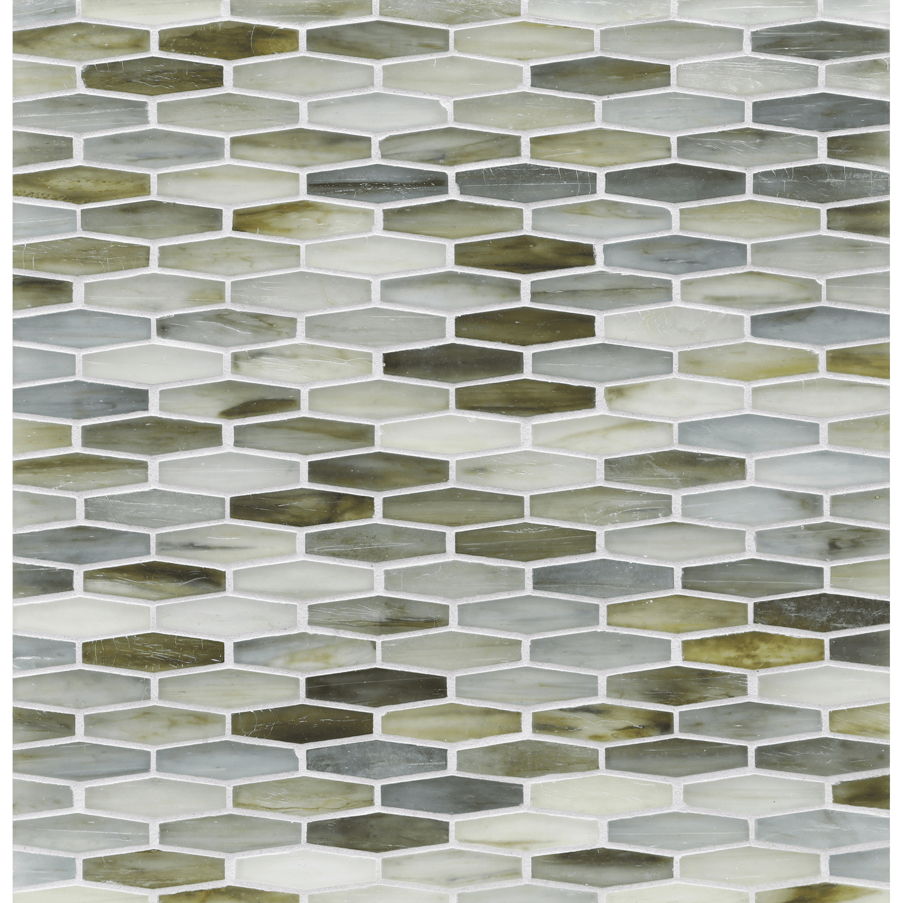 TOZEN: Strontium Martini Elongated Hexagon Field Mosaic (11.96"x12.58" | silk)