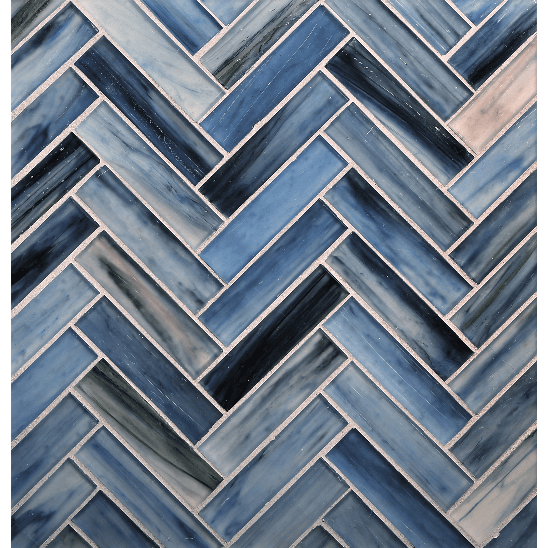 TOZEN: Tanzanite 1"x4" Herringbone Field Mosaic (9.92"x12.41" | silk)