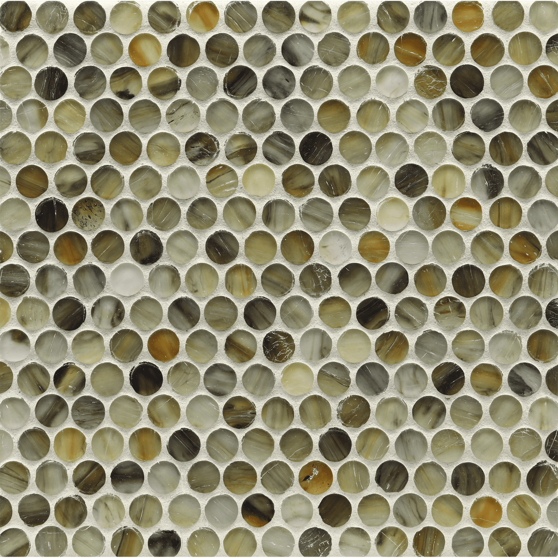 TOZEN: Tin 0.75" Penny Round Field Mosaic (11.75"x11.77" | silk)