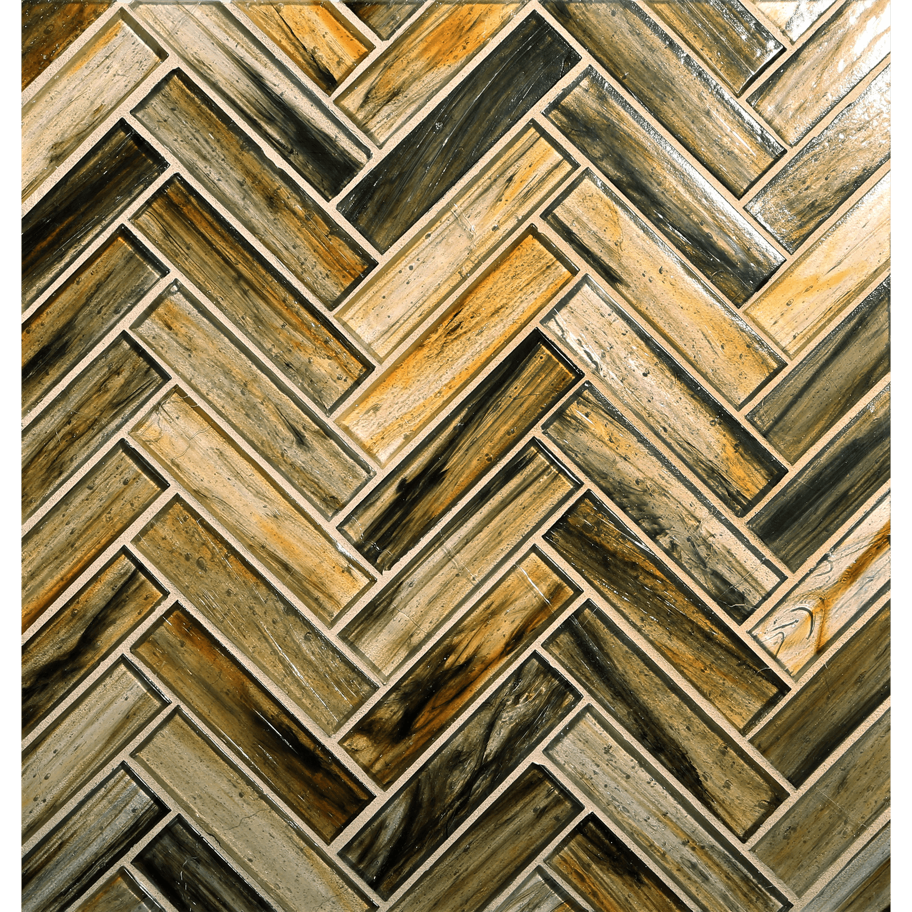 TOZEN: Tin 1"x4" Herringbone Field Mosaic (9.92"x12.41" | natural)