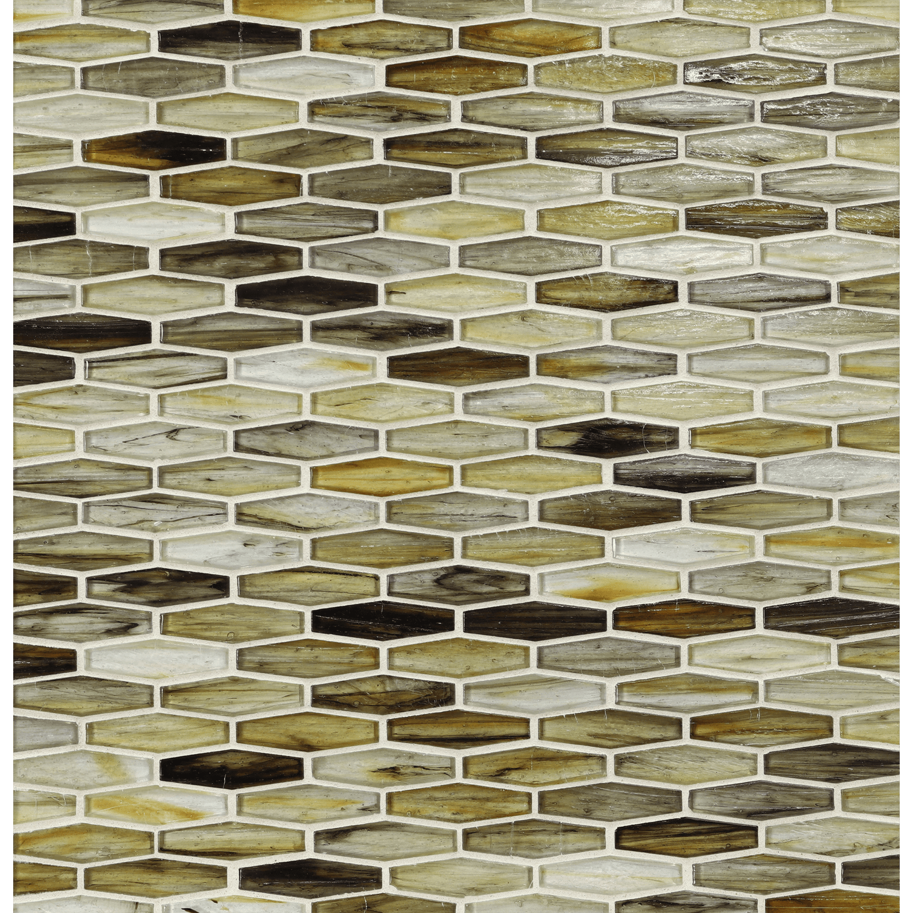 TOZEN: Tin Martini Elongated Hexagon Field Mosaic (11.96"x12.58" | natural)