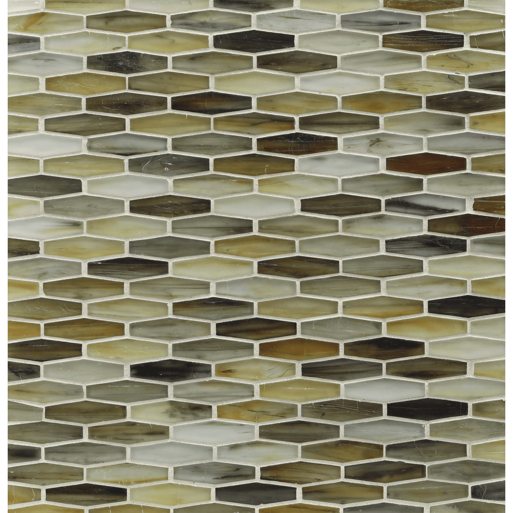 TOZEN: Tin Martini Elongated Hexagon Field Mosaic (11.96"x12.58" | silk)