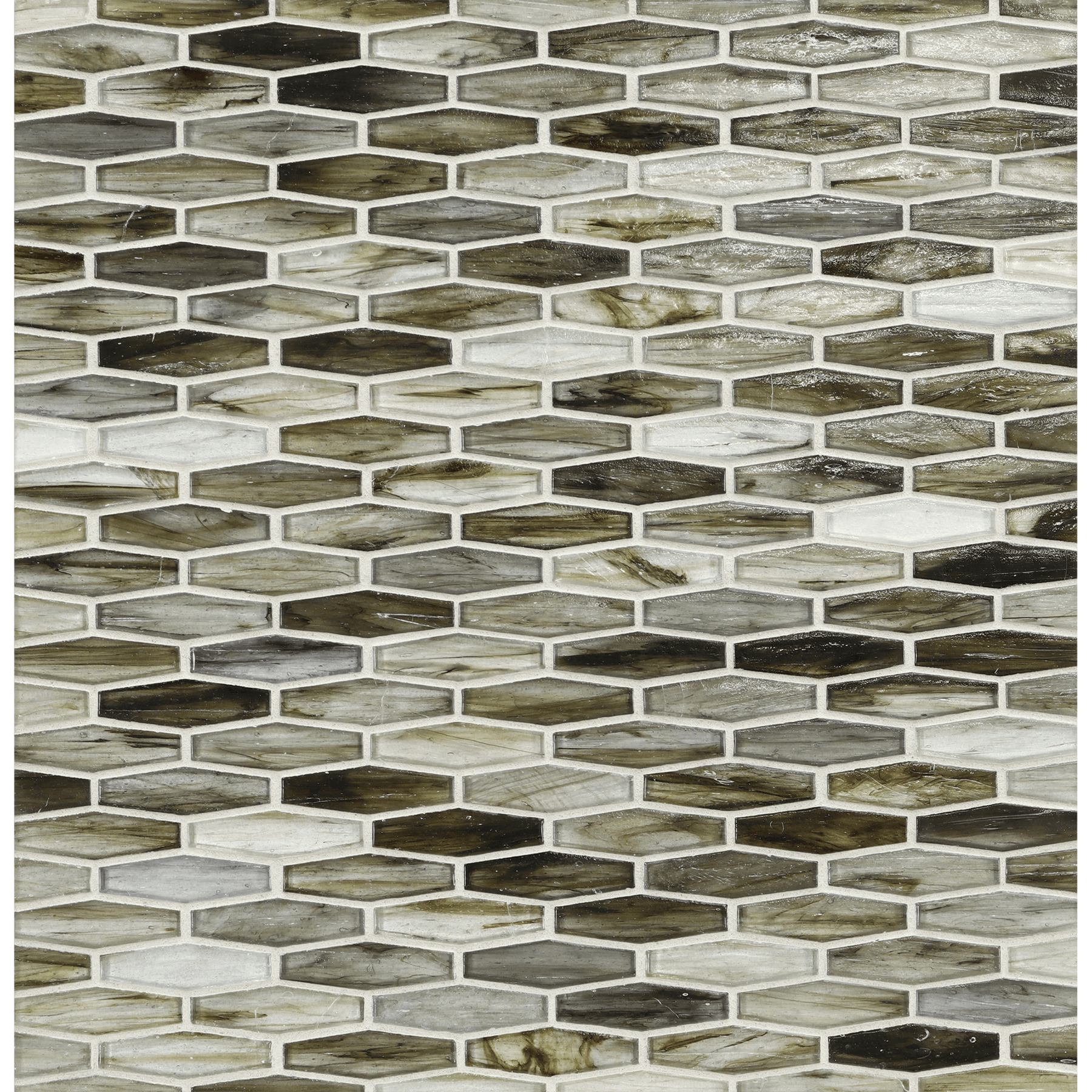 TOZEN: Vanadium Martini Elongated Hexagon Field Mosaic (11.96"x12.58" | natural)