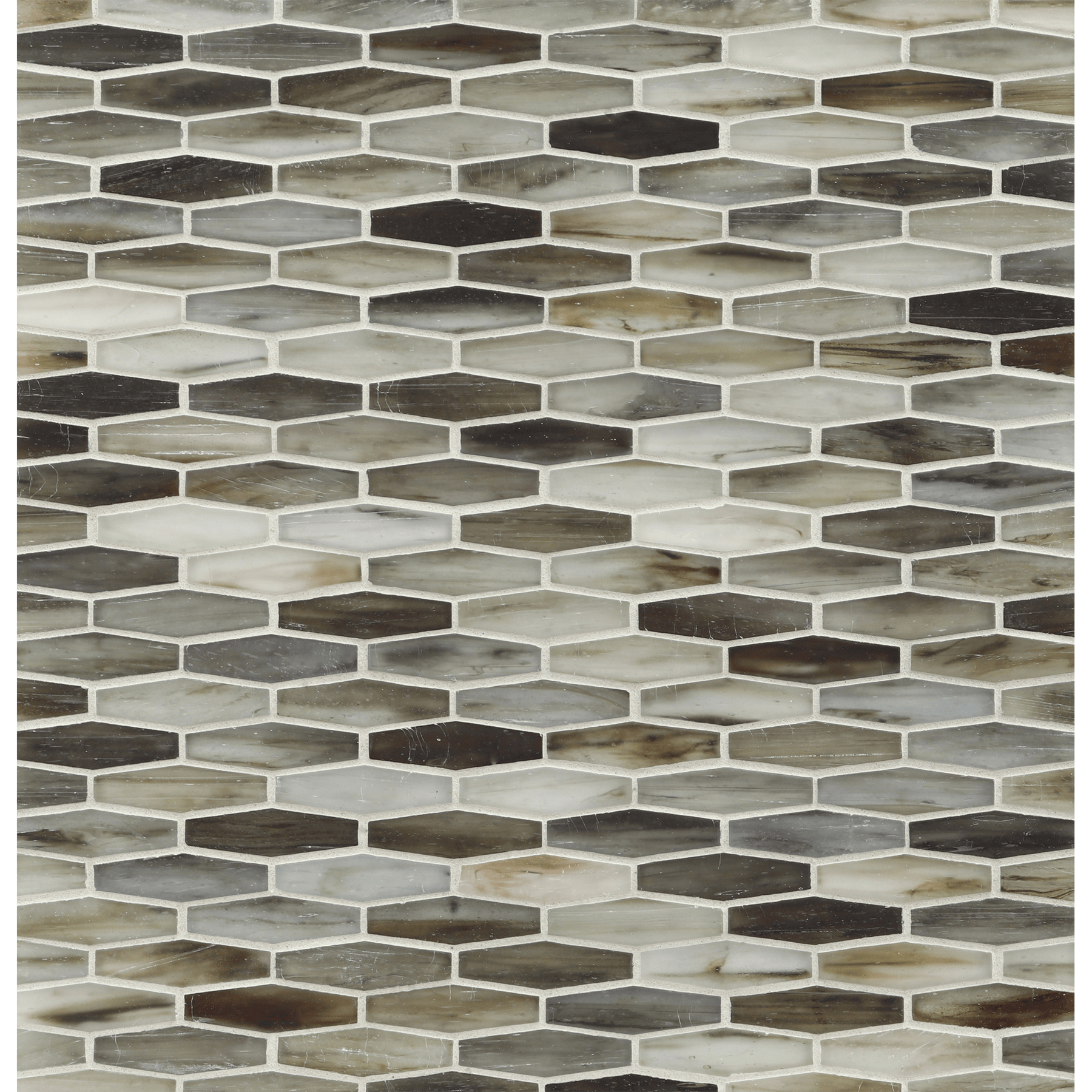 TOZEN: Vanadium Martini Elongated Hexagon Field Mosaic (11.96"x12.58" | silk)