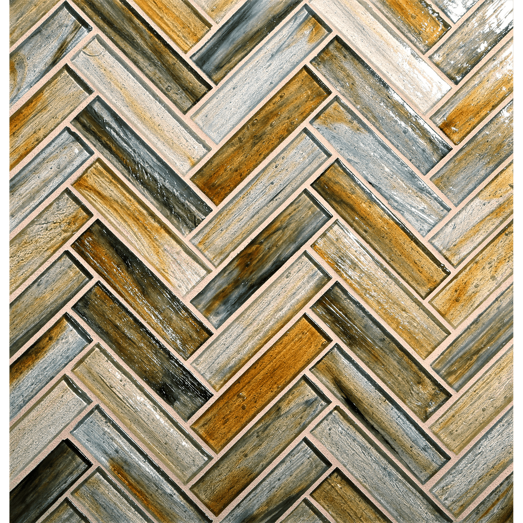 TOZEN: xenon 1"x4" Herringbone Field Mosaic (9.92"x12.41" | natural)