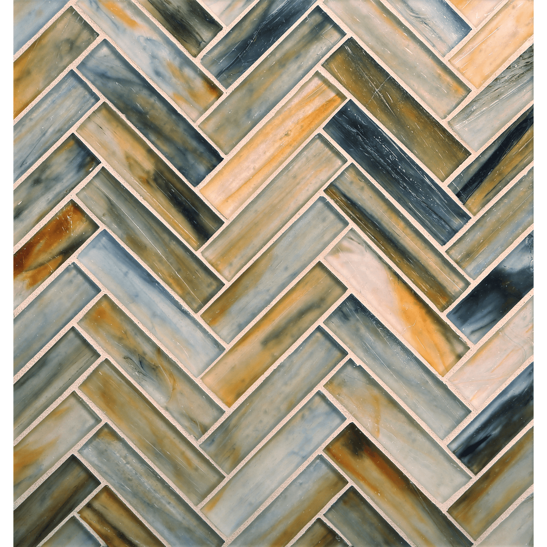 TOZEN: xenon 1"x4" Herringbone Field Mosaic (9.92"x12.41" | silk)