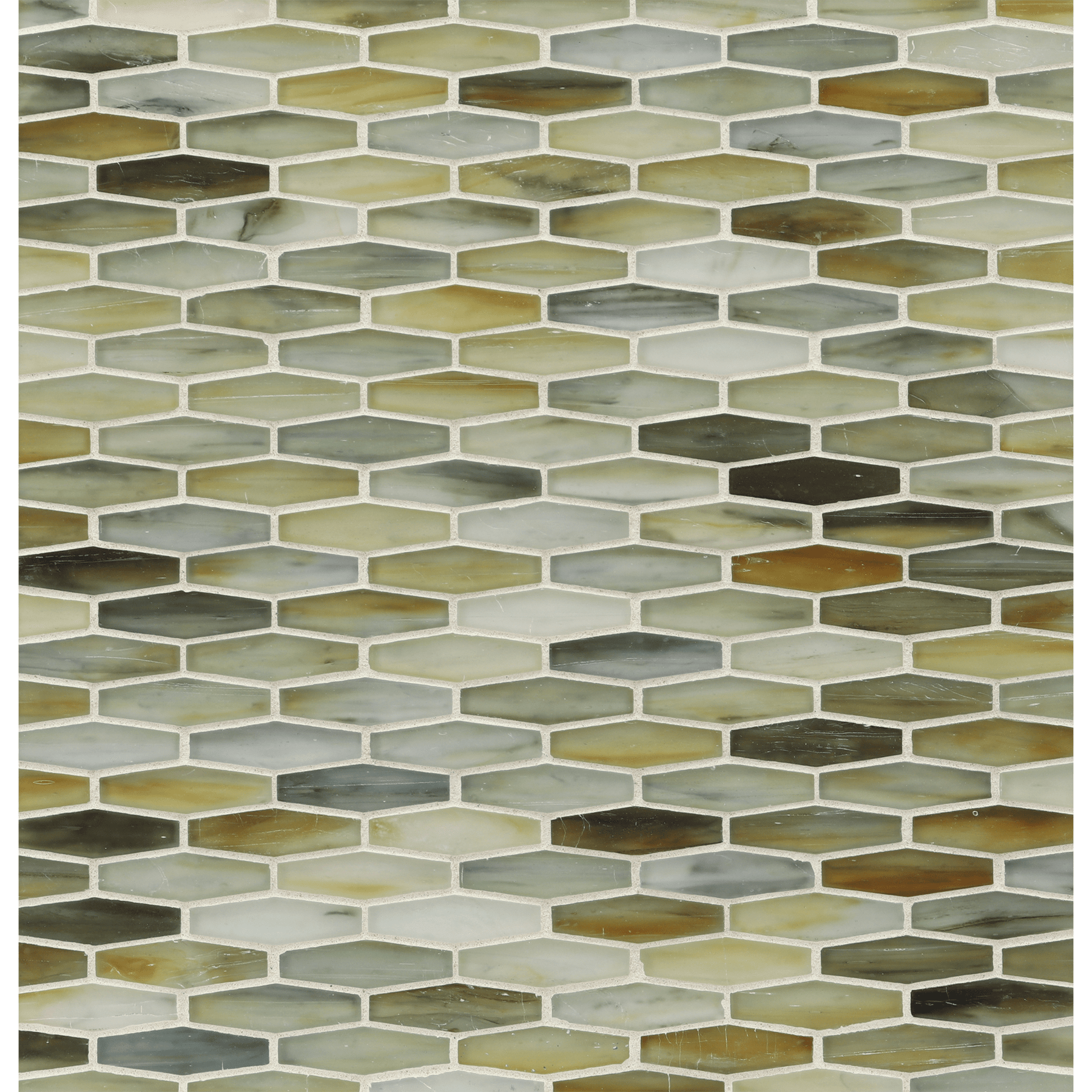 TOZEN: xenon Martini Elongated Hexagon Field Mosaic (11.96"x12.58" | silk)