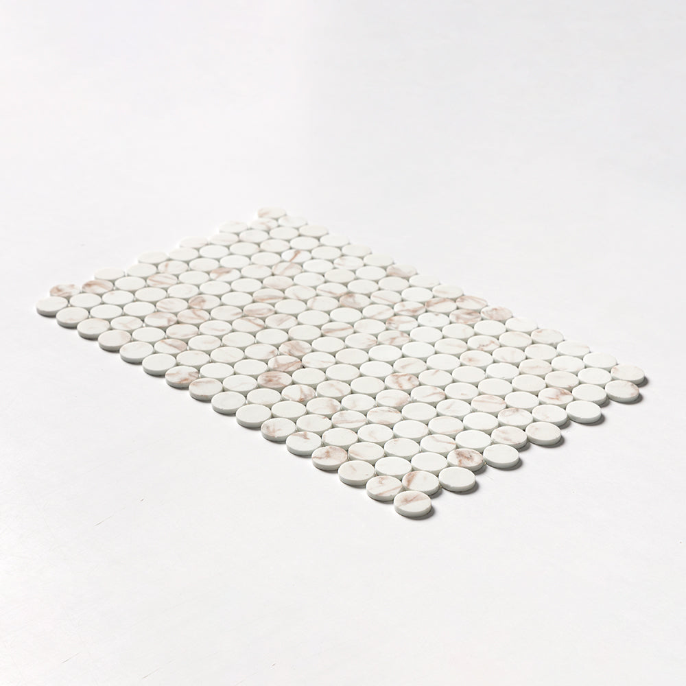 Sabbia Matte Round Recycled Glass Mosaics 12 13/16×20 1/4