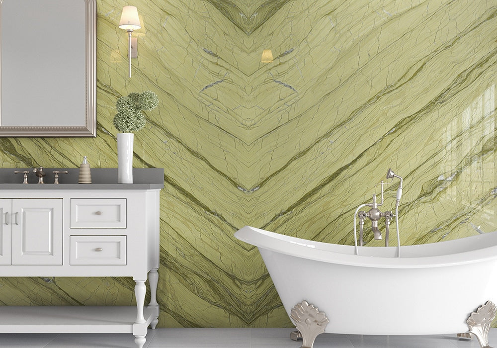 Alga Green Polished Marble Slab Random 1 1/4 (SL90079)