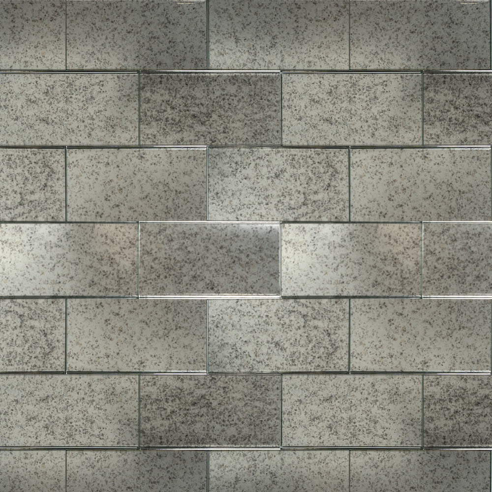 Marble Systems Antique Mirror Tiles Gray glossy mirror glass tile pattern swatch — available at Surface Group