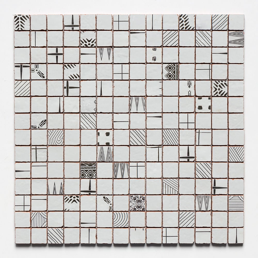 Marble Systems Antiqued Blend Terracotta Mosaic Black, White terracotta tile pattern swatch — available at Surface Group