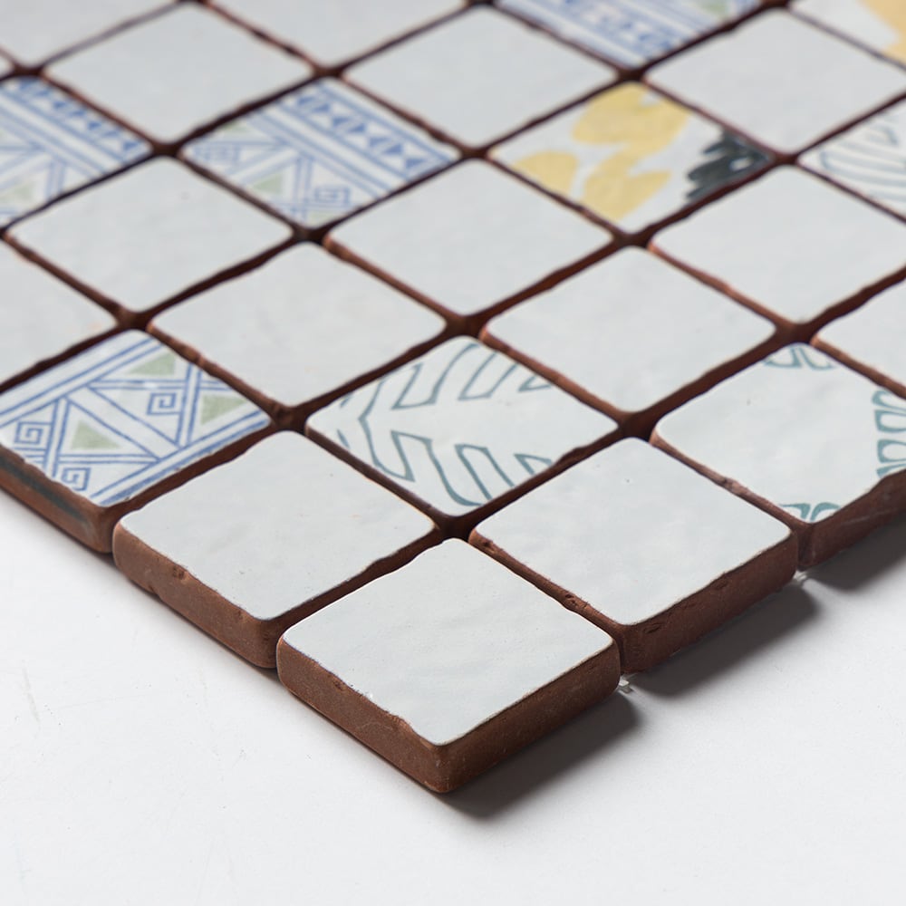 Antiqued Blend Multifinish 2×2 Glazed Terracotta Mosaics 12×12 (MS80029)