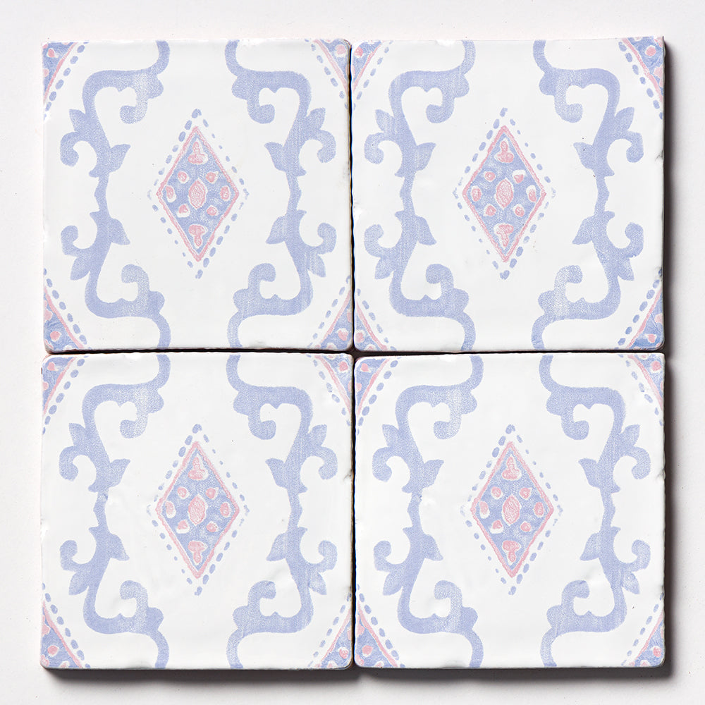 Marble Systems Antiqued Mallorca Indigo Wash glossy terracotta tile pattern swatch — available at Surface Group