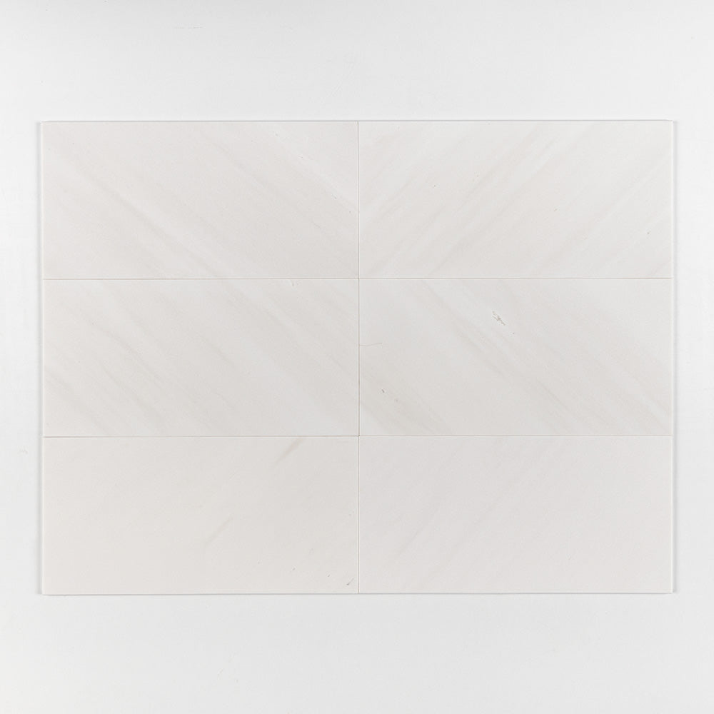 Marble Systems Aspen White Honed Marble Aspen White matte marble tile pattern swatch — available at Surface Group