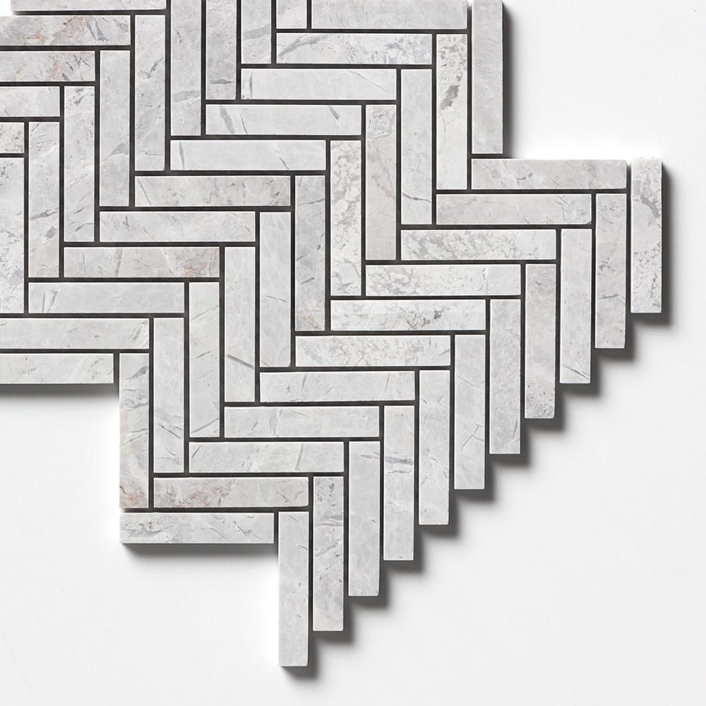 Avalanche Honed Herringbone 5/8×3 Marble Mosaics 10 7/16×12 13/16 (MS02685)