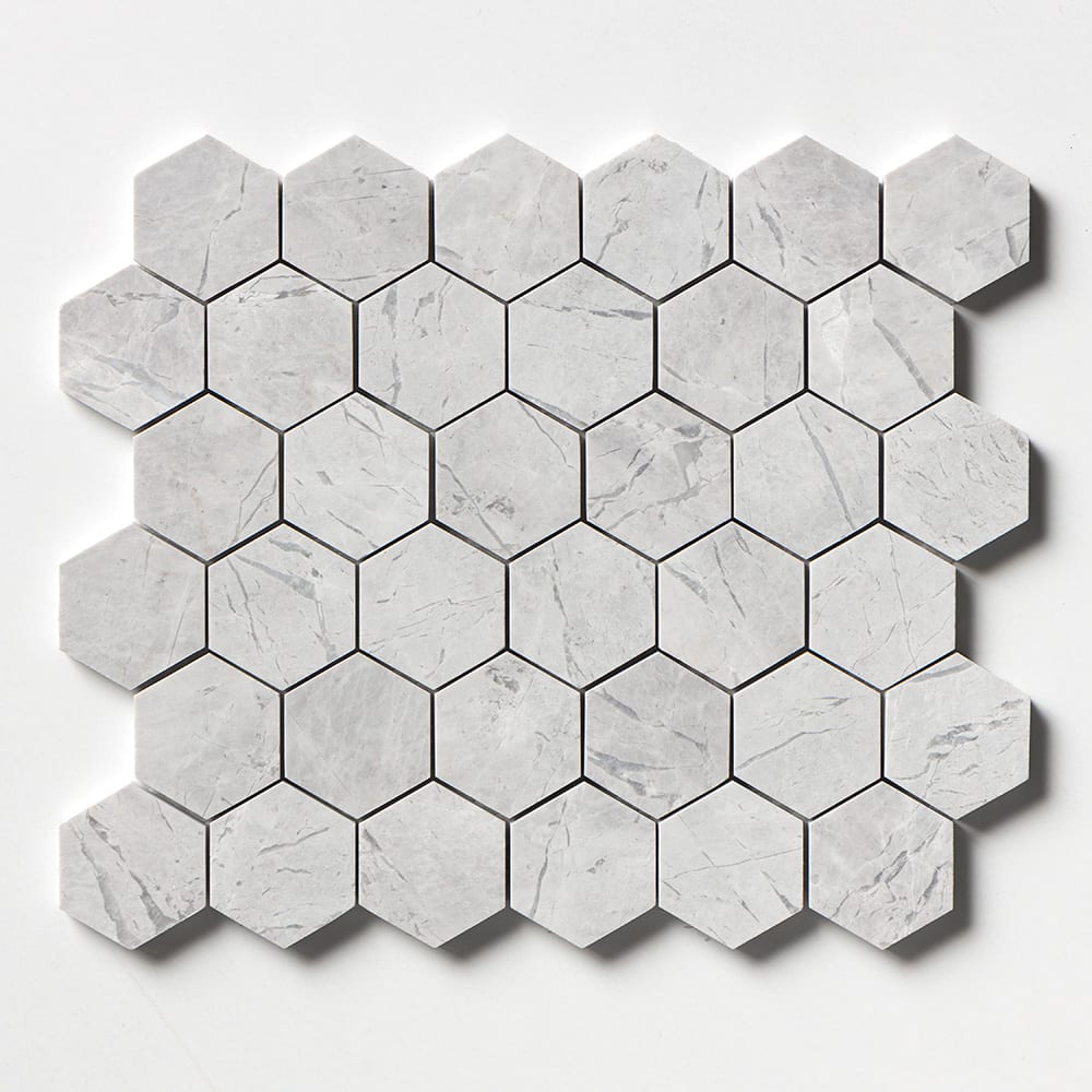 Avalanche Honed Hexagon 2 Marble Mosaic 10 3/8×12 Image