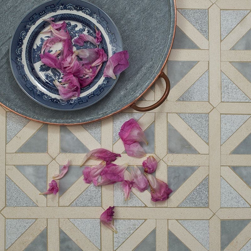 Avenza, Palisandra, Champagne Multi Finish Classic Lattice Marble Mosaic 14 3/4×14 3/4 (MS01498)
