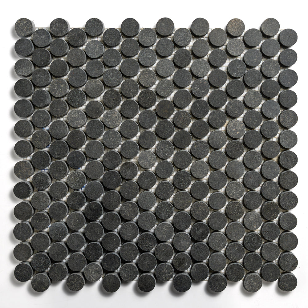 Basalto Honed Penny Round Basalt Mosaics 11 1/4×11 3/4