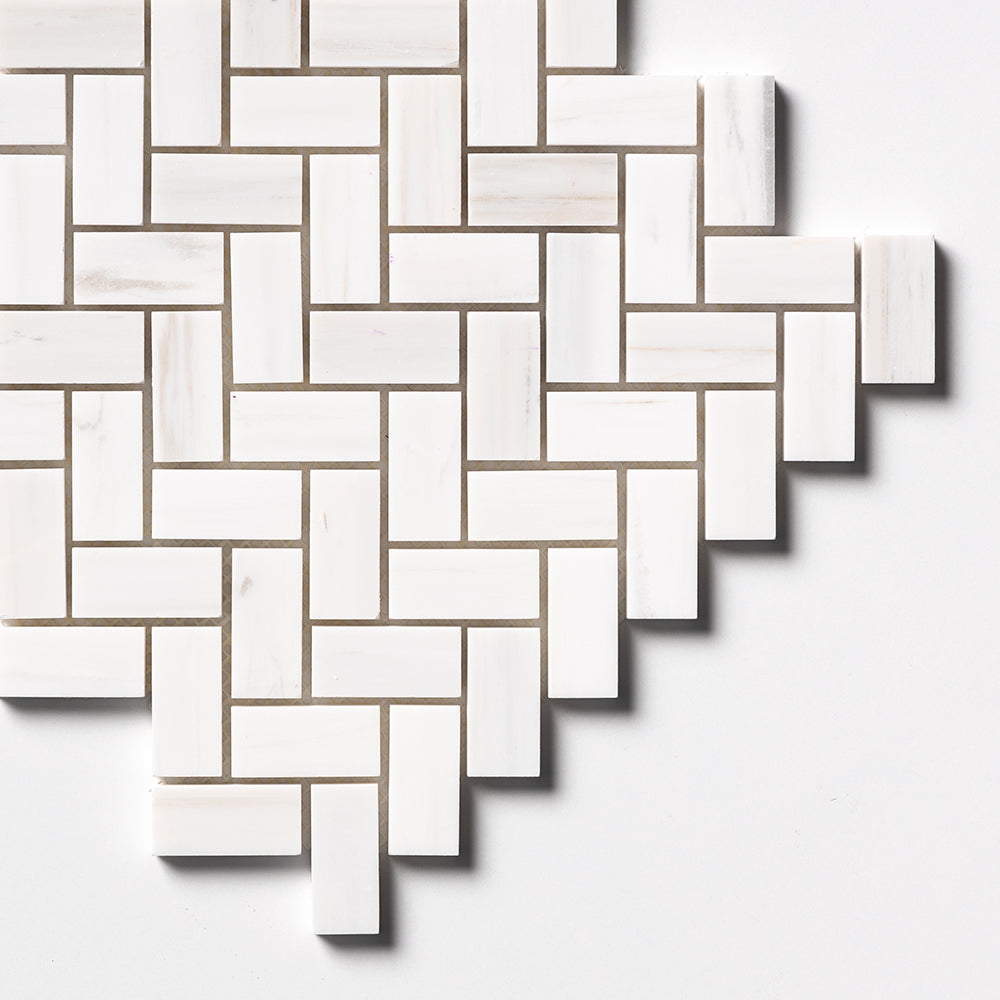 Bianco Dolomiti Classic Honed Herringbone 1×2 Marble Mosaics 11×11 (MS01644)