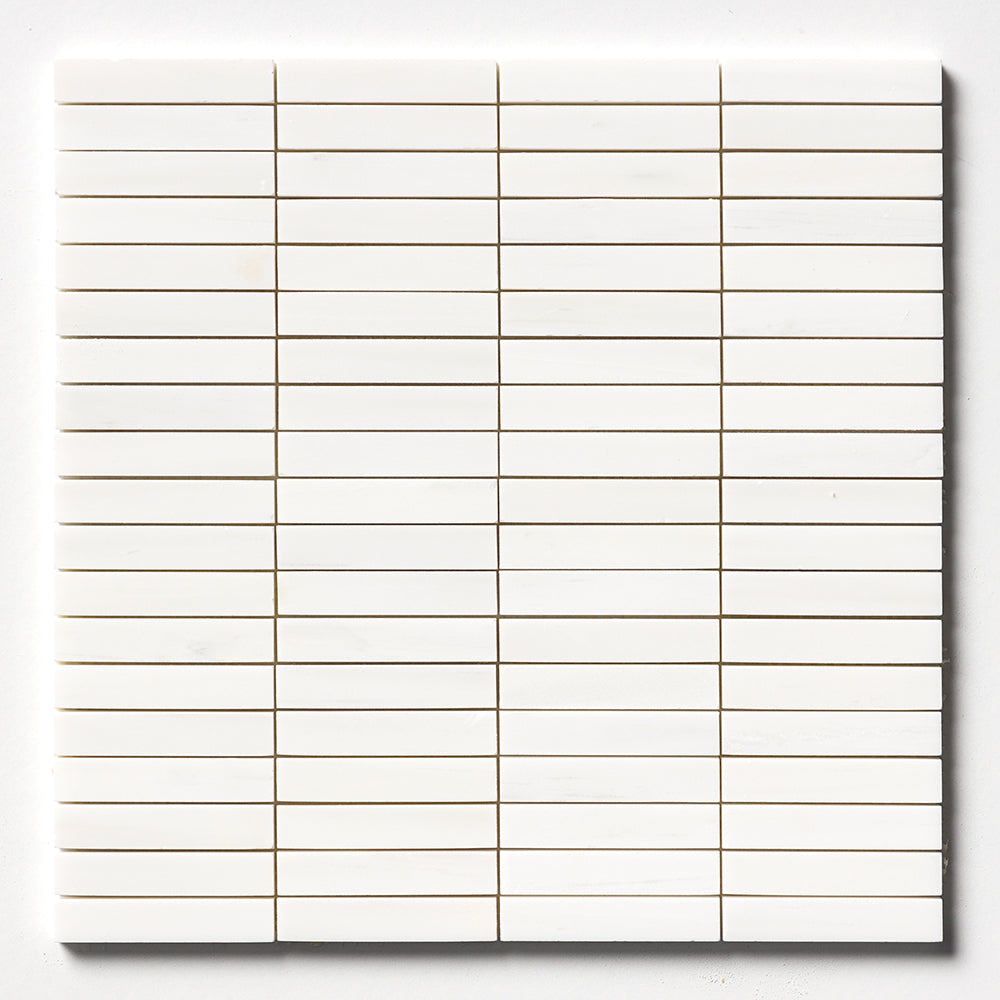 Bianco Dolomiti Honed 5/8×3 Marble Mosaic 12×12 Image