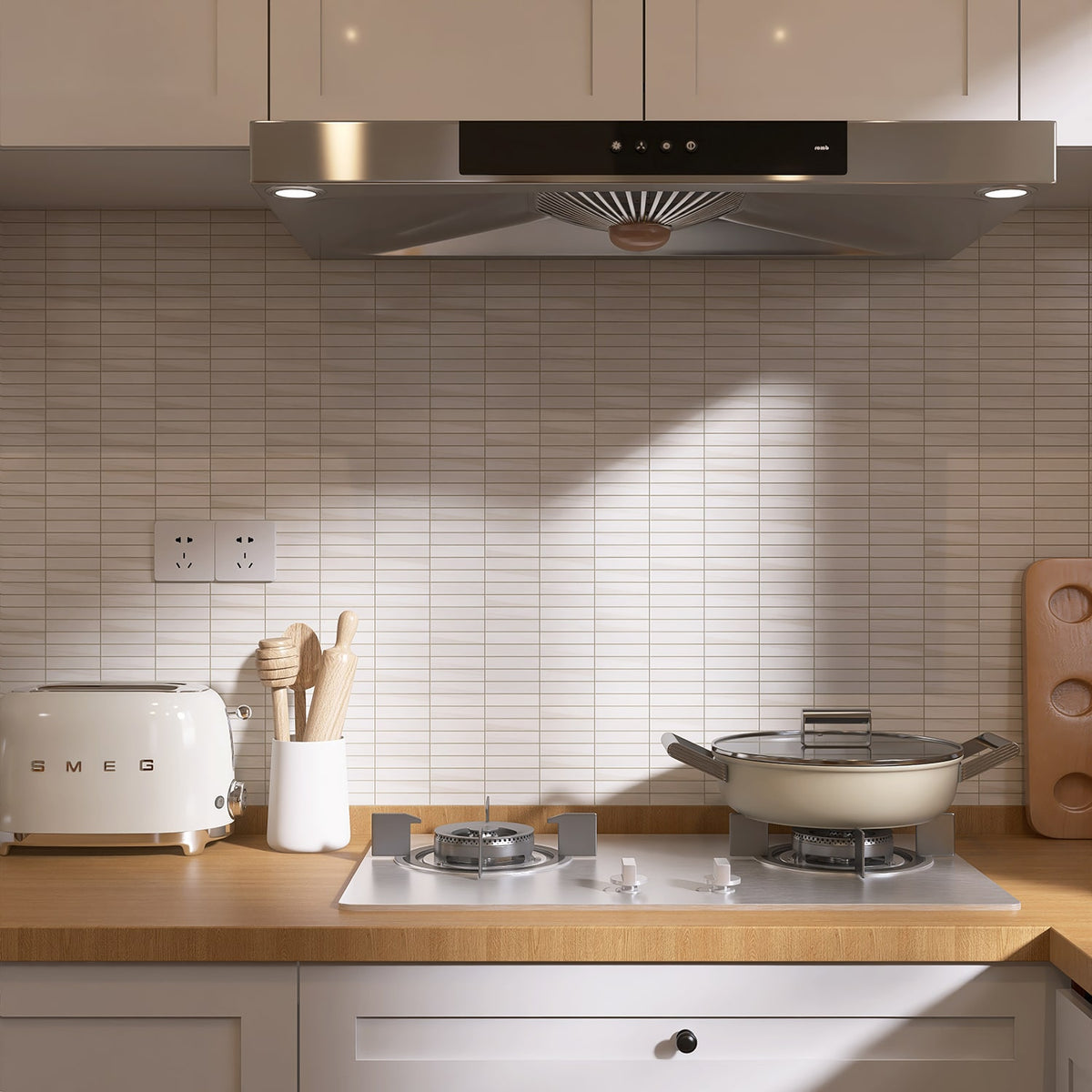 Bianco Dolomiti Honed 5/8×3 Marble Mosaics 12×12 (MS90809)