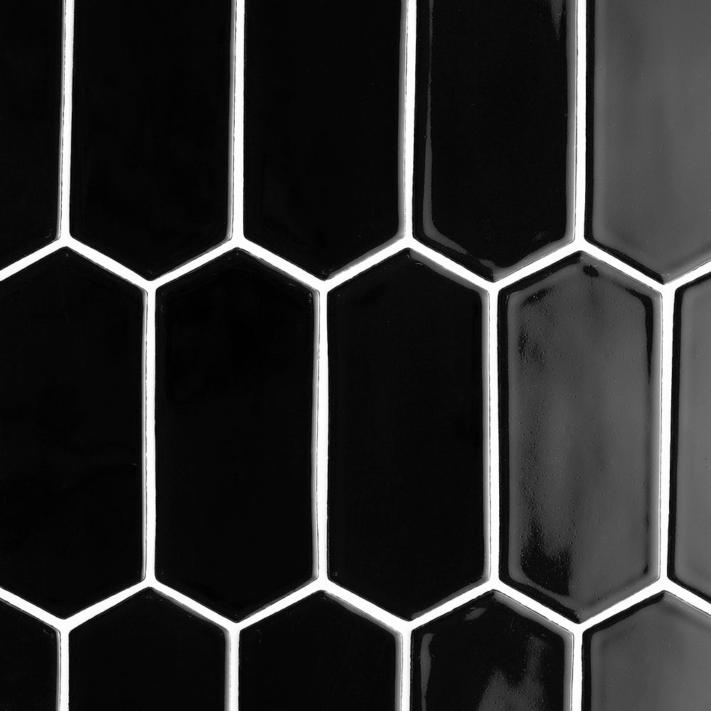Marble Systems Black glossy ceramic tile pattern swatch — available at Surface Group