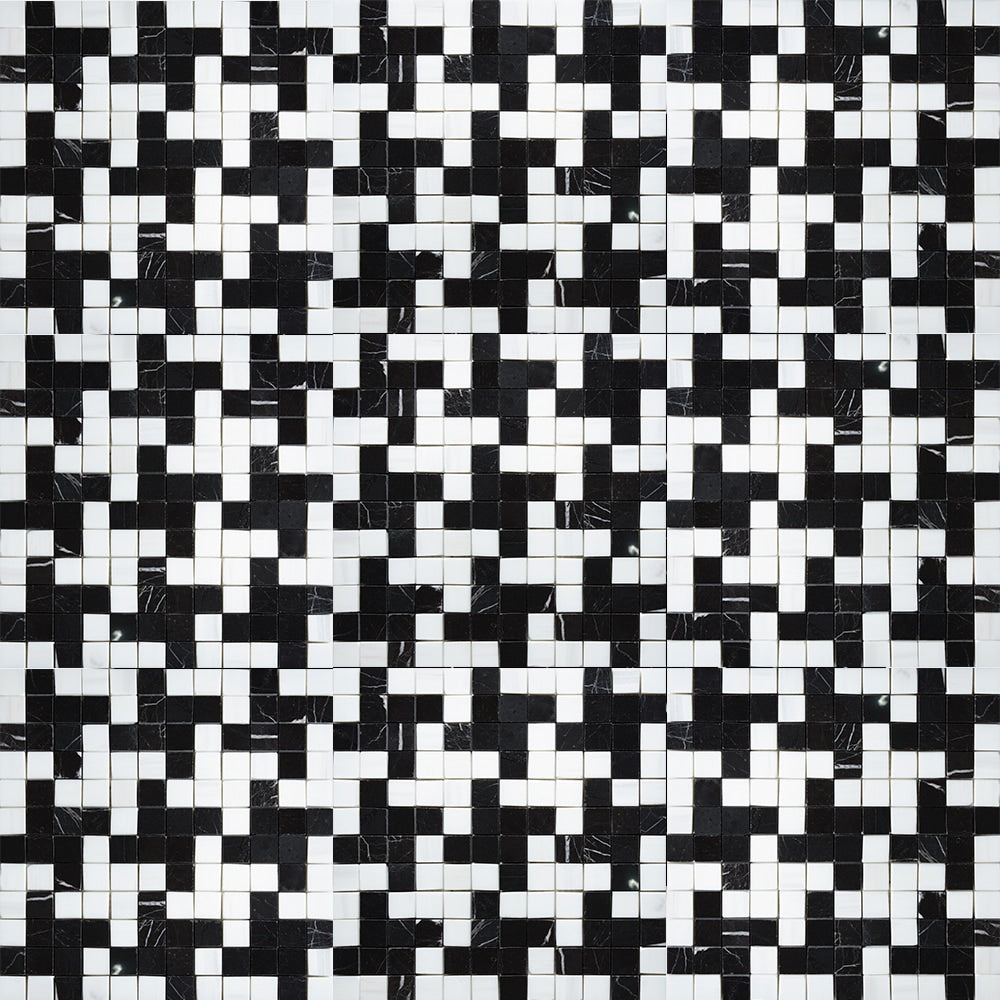 Marble Systems Black Snow White multi finish marble tile pattern swatch — available at Surface Group