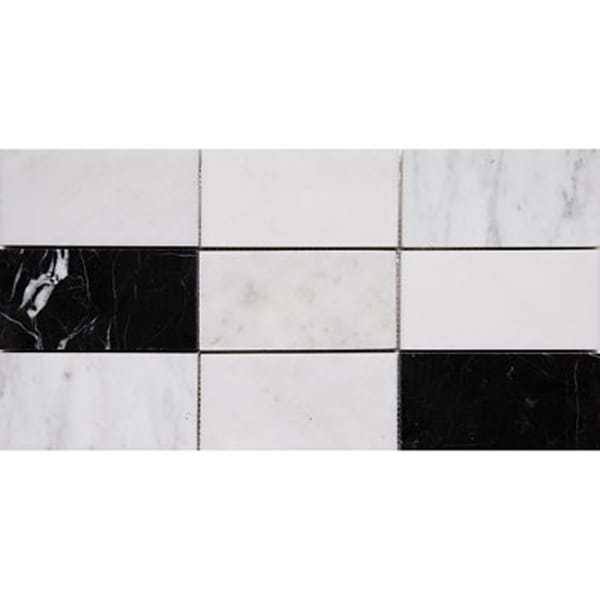 Marble Systems Black White Grey glossy marble tile — available at Surface Group